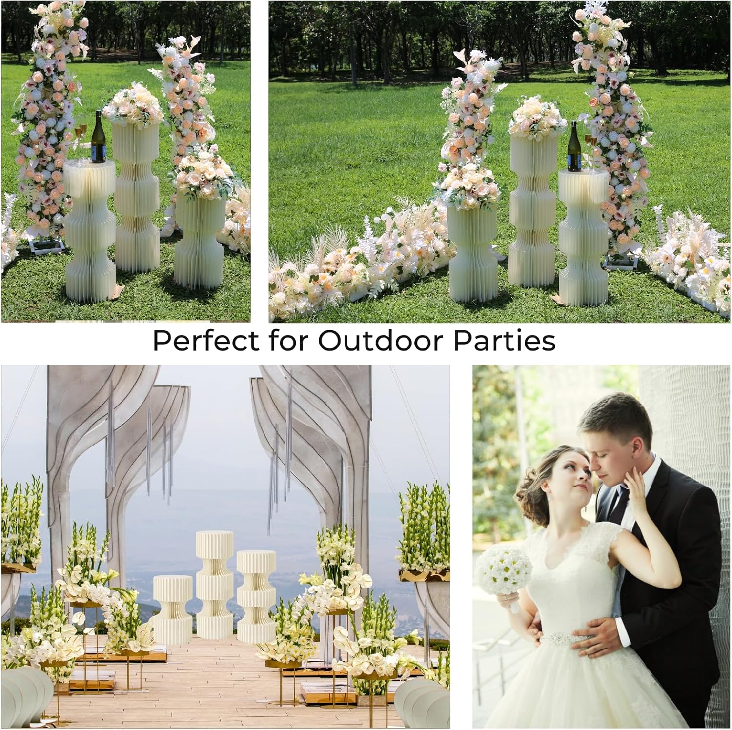Private Label 3PCS Pillaro Cake Stands for Party, Sturdy Cardboard Column with Clear Acrylic Plate, Reusable Round Cylinder Stands for Party, Cake Pedestal Stand, Pillar for Birthday Wedding Dessert OEM Wholesale Manufacturer