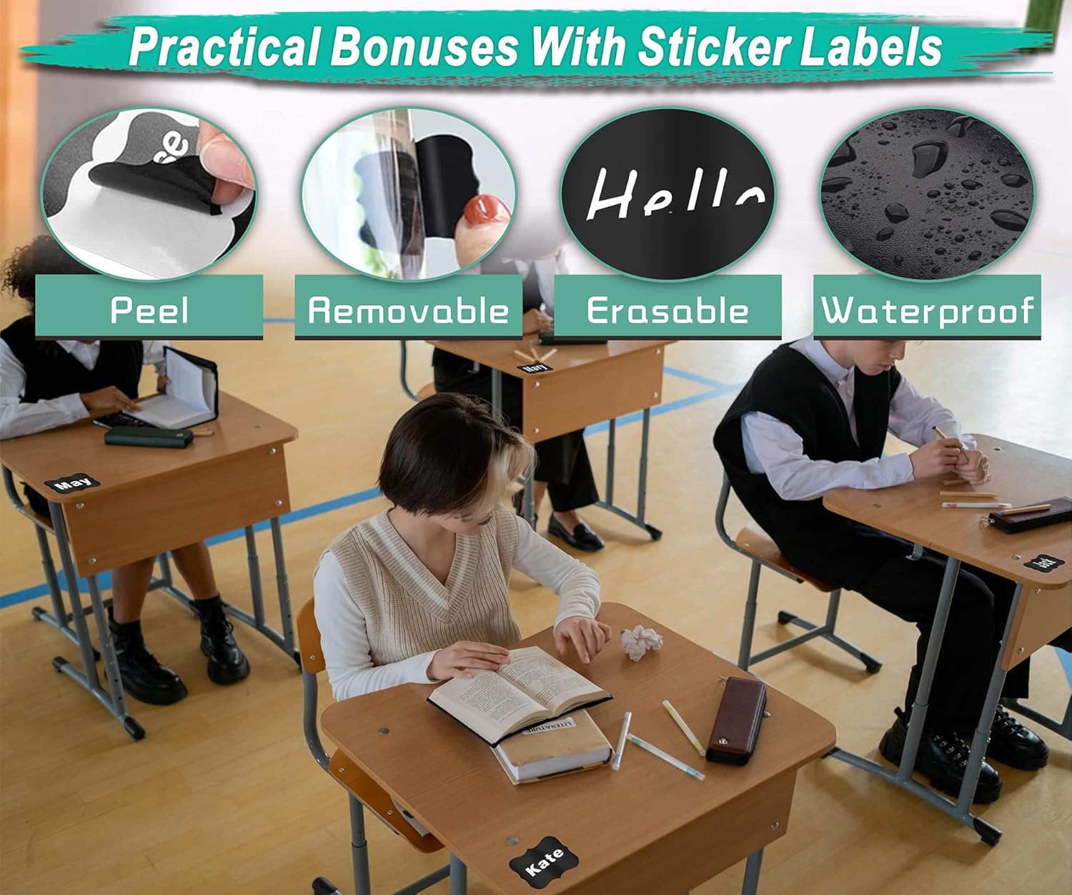 Wholesale OEM ODM 54-Piece Set of Mini Chalkboard Signs for Food: 20 Erasable Chalk Board Table Sign Labels, 2 White Markers, 32 Removable Stickers, Display Stand Tags for Buffet, Party, Wedding, Bakery, Tabletop Menu Factory & Supplier