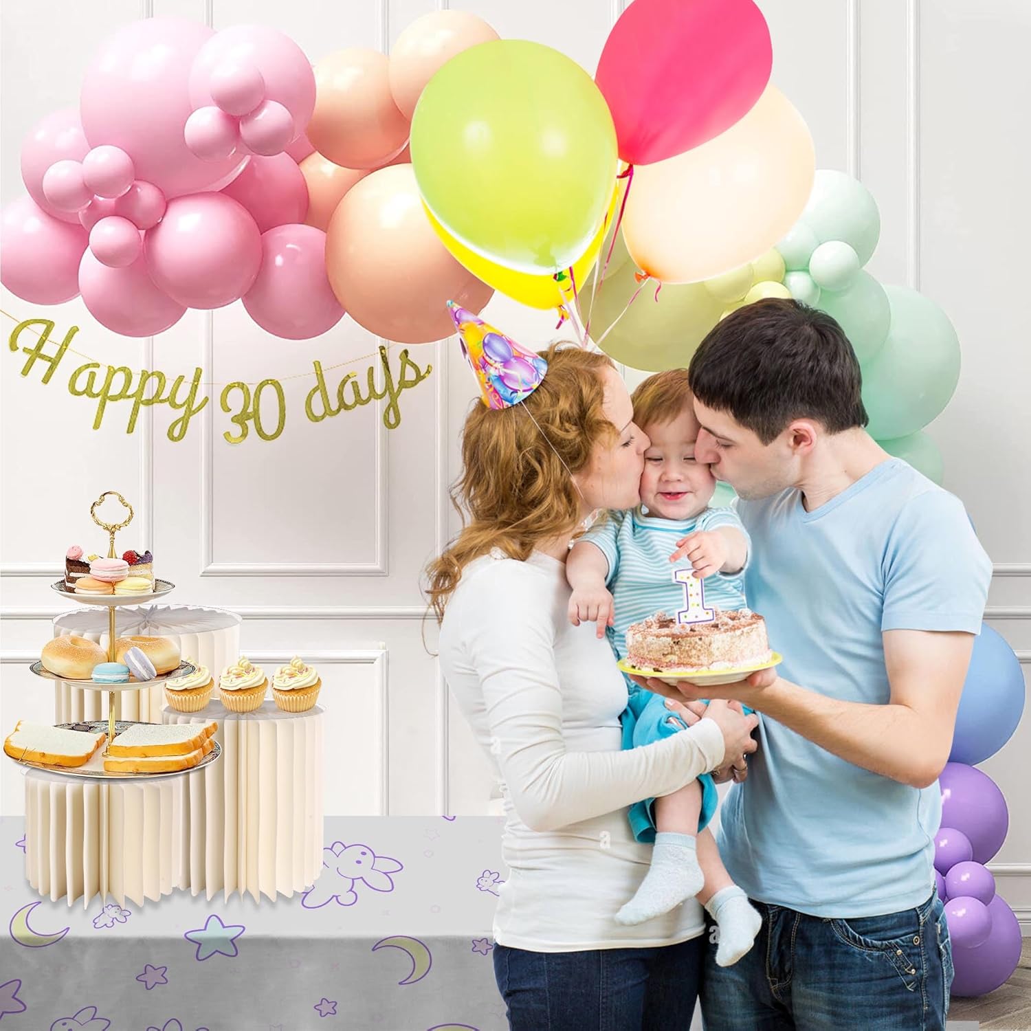 Private Label 3PCS Cylinder Pedestal Stands for Party with Acrylic Disc, Round Table Centerpiece Cake Pedestal Stand for Parties Foldable Paper Columns Pillars Display for Parties Wedding Birthday Decor 4/3/2 OEM Wholesale Manufacturer
