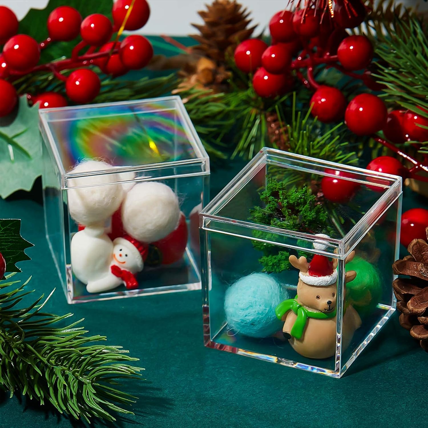ODM Blulu 8 Pieces Clear Acrylic Plastic Jewelry Box Mini Storage Box Mini Cube Containers with Lids for Candy Pill and Tiny Jewelry(Square,2.6 x 2.6 x 2.6 Inch) Custom Logo Service