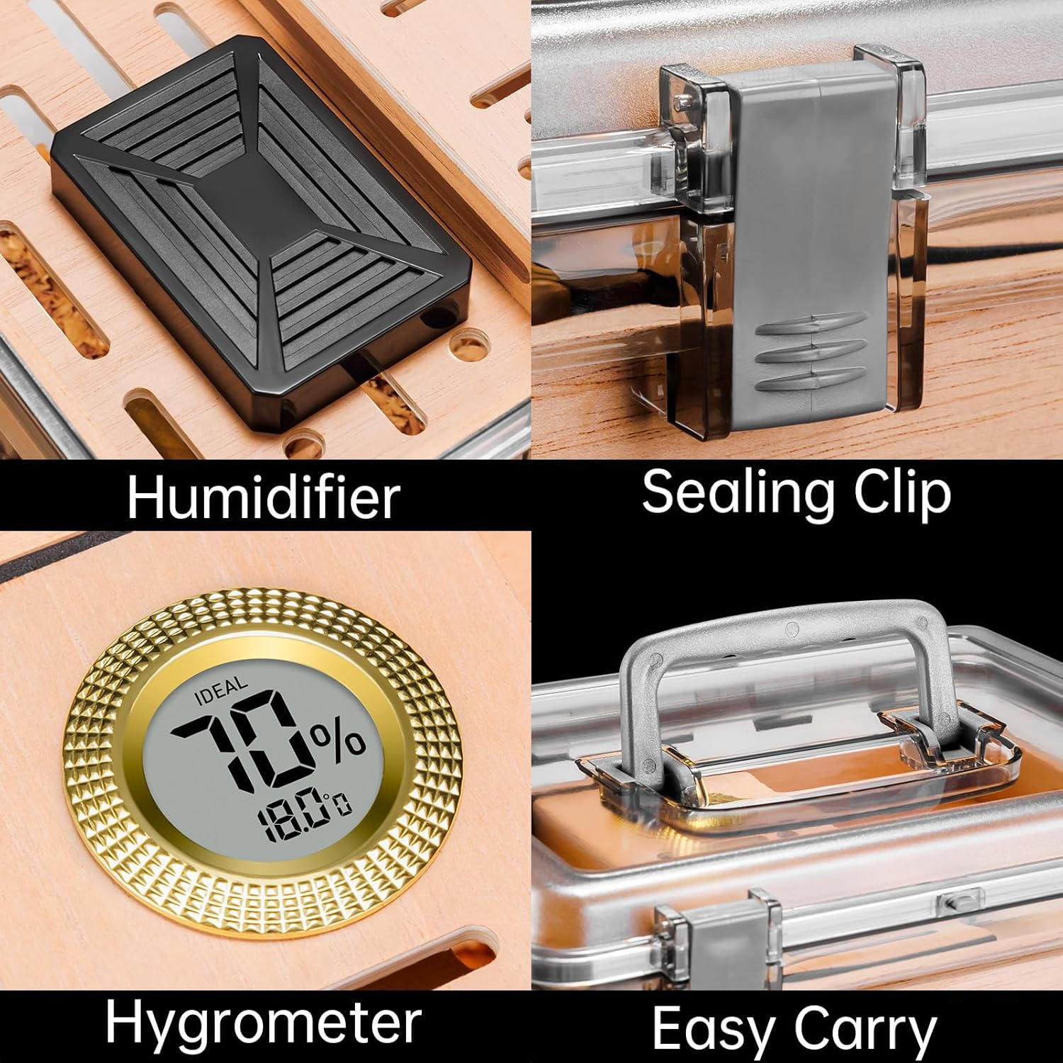 ODM Acrylic Cigar Humidor with Hygrometer and Humidifier, Cedar Wood Tray, Modern Transparent Cigar Box with Handle, Gifts for Men (Small) Custom Mold Development