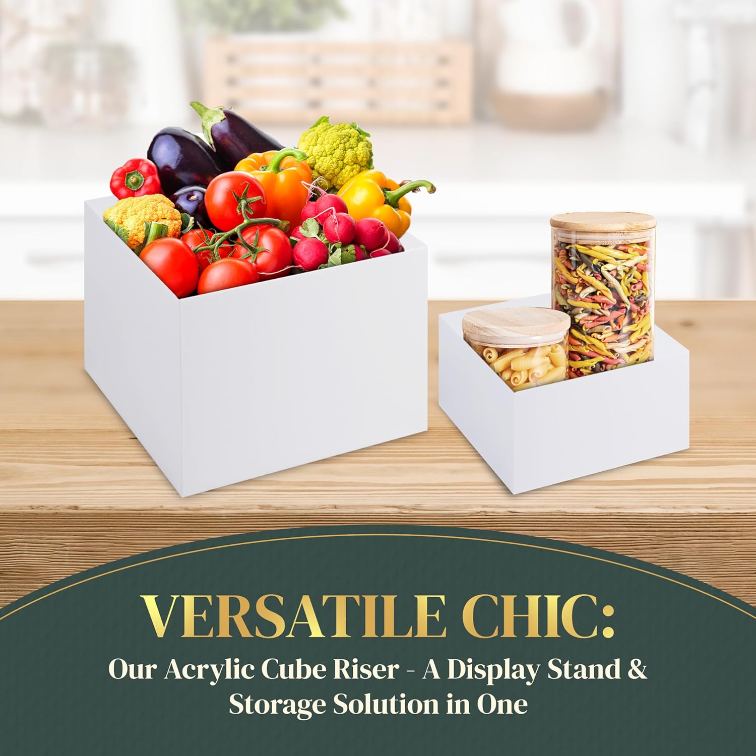 ODM Set of 4 Acrylic Cube Display Box Risers Food Buffet Riser For Table, Retail Showcase, Catering, Cakes, Collectibles, Toys, Jewelry, Cosmetics, Crystal Decor Container, Stackable, Nesting Stands Custom Logo Service