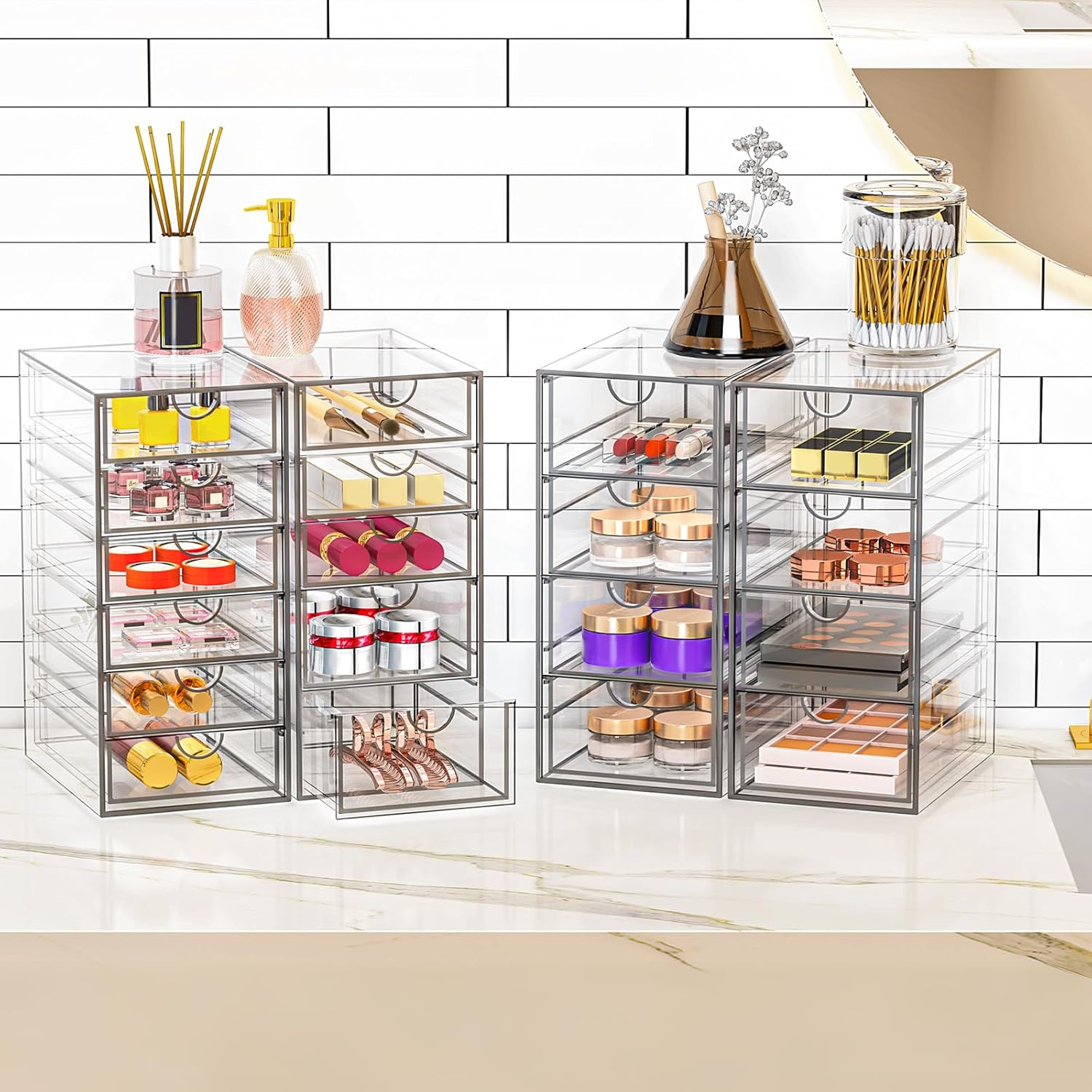Private Label Arcylic Makeup Organzier with 11 Drawers, Clear Storage Drawers, Bathroom Makeup Organizer for Palettes, Cosmetic, and Beauty Supplies,Ideal for Vanity, Cabinet,Desk Organization Custom Logo Service