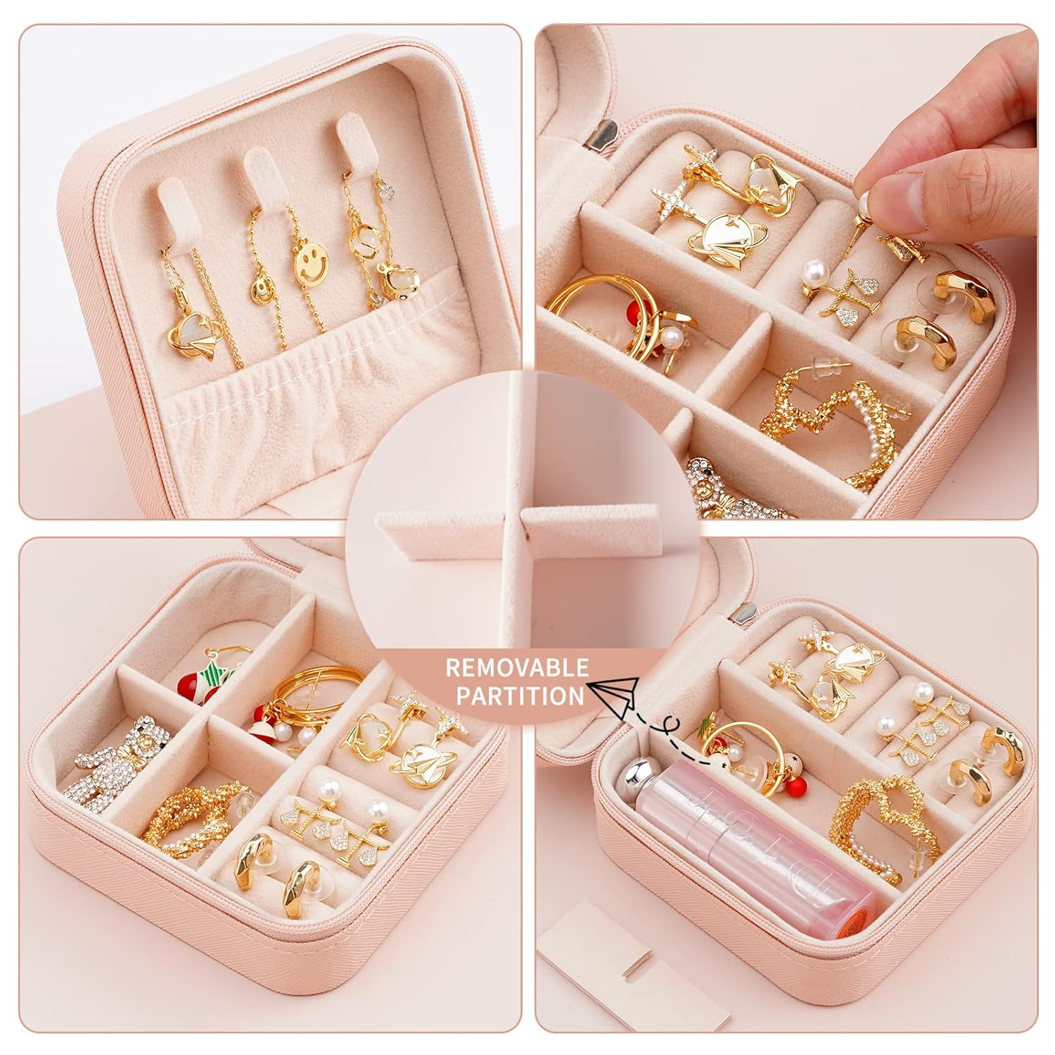 Direct Manufacturer Portable Travel Mini Jewelry Box Leather Jewellery Ring Organizer Case Storage Gift Box Girls Women (pink). Low MOQ