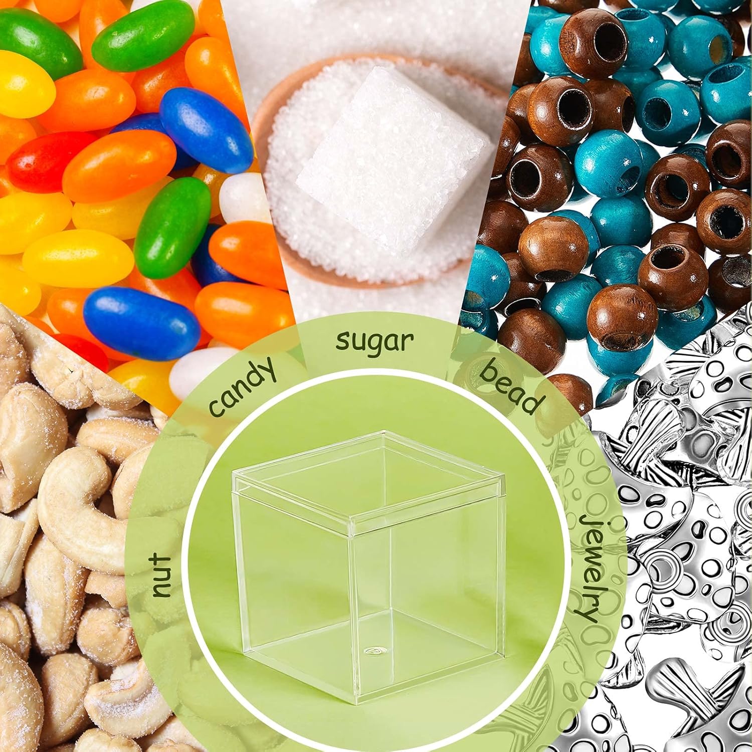 ODM Blulu 8 Pieces Clear Acrylic Plastic Jewelry Box Mini Storage Box Mini Cube Containers with Lids for Candy Pill and Tiny Jewelry(Square,2.6 x 2.6 x 2.6 Inch) Custom Logo Service