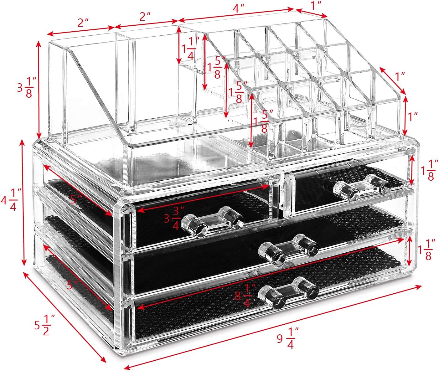 Private Label Ikee Design Acrylic Makeup Organizer with 4 Drawers and Removable Top Lipstick Holders, Ideal for Make-up or Accessories,Enhance Your Vanity or Bathroom with Clear Design for Quick Visibility Factory Direct Price