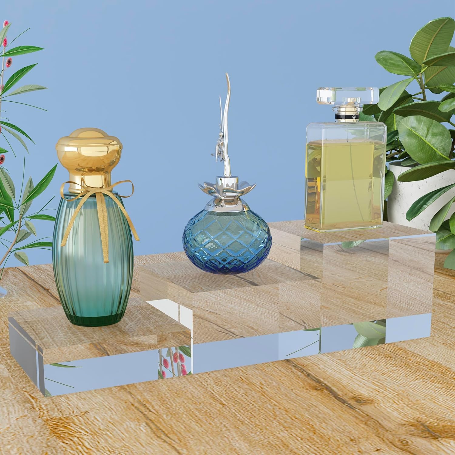 Private Label Acrylic Display Stands, 3 Graduated Sizes Acrylic Block Riser for Displaying Collection, Crystal Clear Acrylic Cube Pedestals for Jewelry Glass, Gem and Collectables, 1set OEM Wholesale Manufacturer