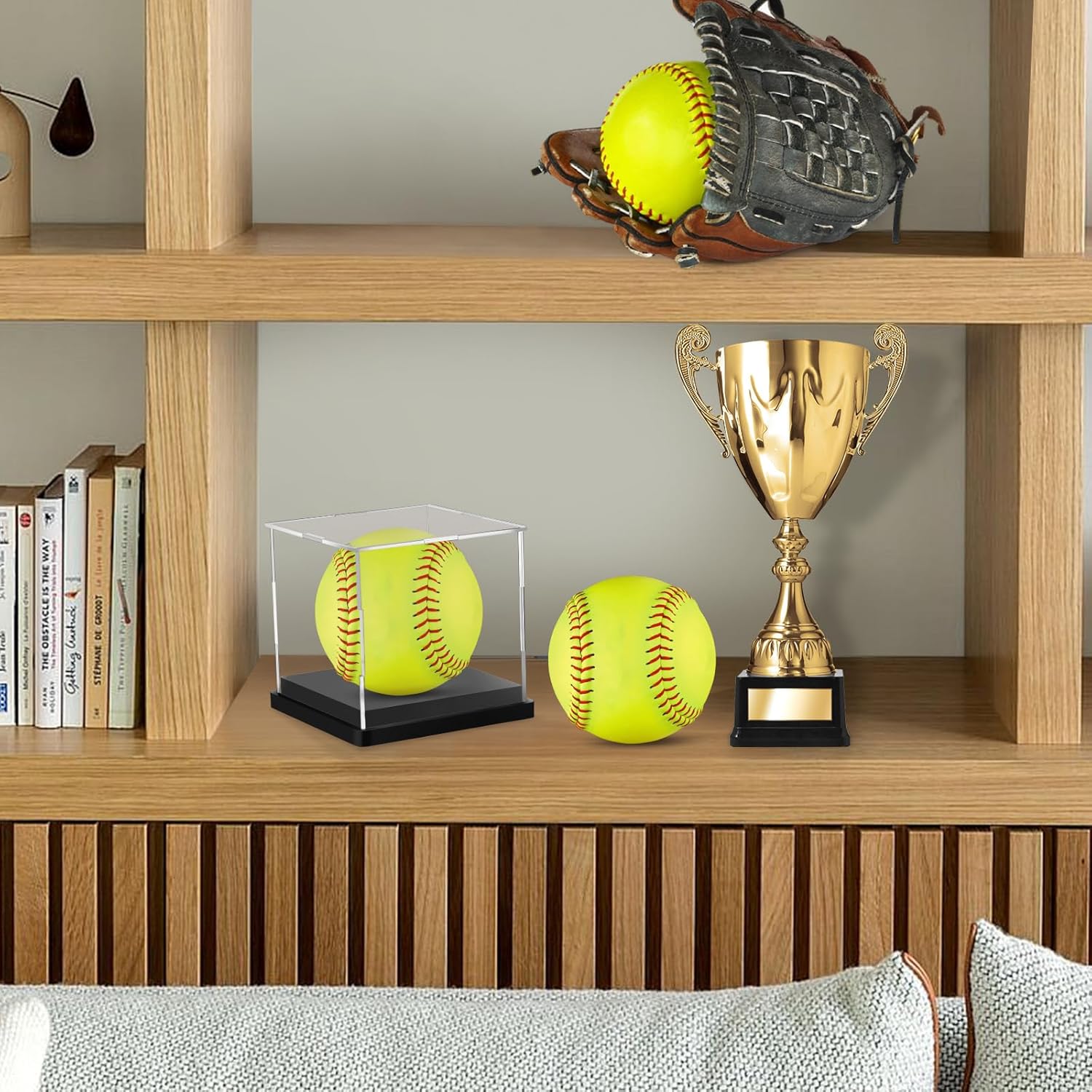 ODM 2PCS Softball Display Case Acrylic Clear Display Box Baseball Tennis Golf Protected Stand for Signed Memorabilia Large 12 Inch Sports Game Ball Storage Cube Custom Logo Service