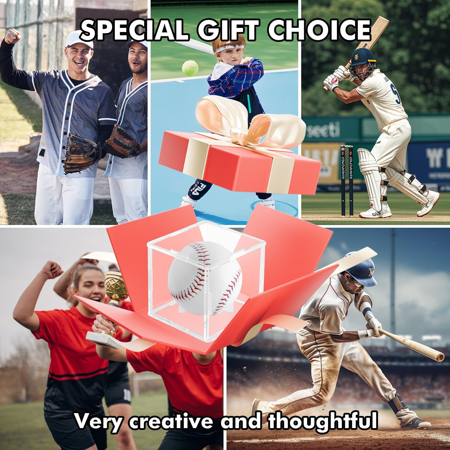ODM 2 Pack Assembled Baseball Display Case, UV-Blocking Acrylic Baseball Holder Display Case, 3.2 Inch Cube Clear Softball Holder Box, Signed Baseballs Protector for Collectibles, Memorabilia, Tennis Ball Custom Logo Service