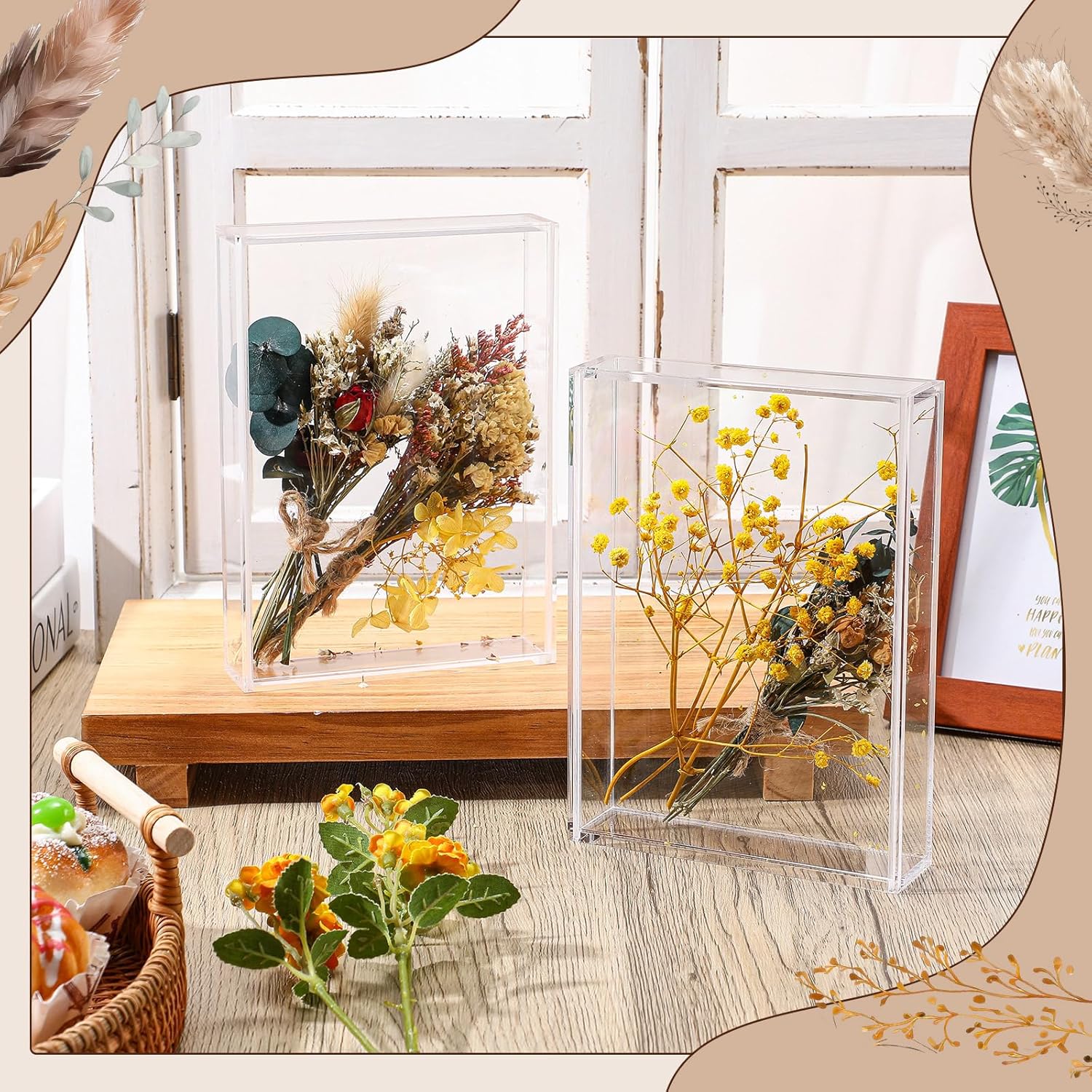 Wholesale OEM ODM Barydat 2 Pcs Acrylic Shadow Boxes Display Cases, Shadow Box DIY Frame Clear Acrylic Display Cases Wedding Memory Dried Flower Container Picture Photo Frame for Valentine Day Wedding(5 x 7'') Factory & Supplier
