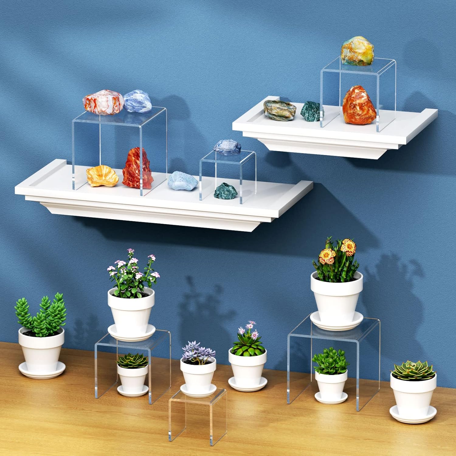 ODM NIUBEE 2 Set Acrylic Risers Display for Funko POP Figures,Clear Cake Stands for Candy Dessert Table Decorations-3"x4"x5" Custom Logo Service