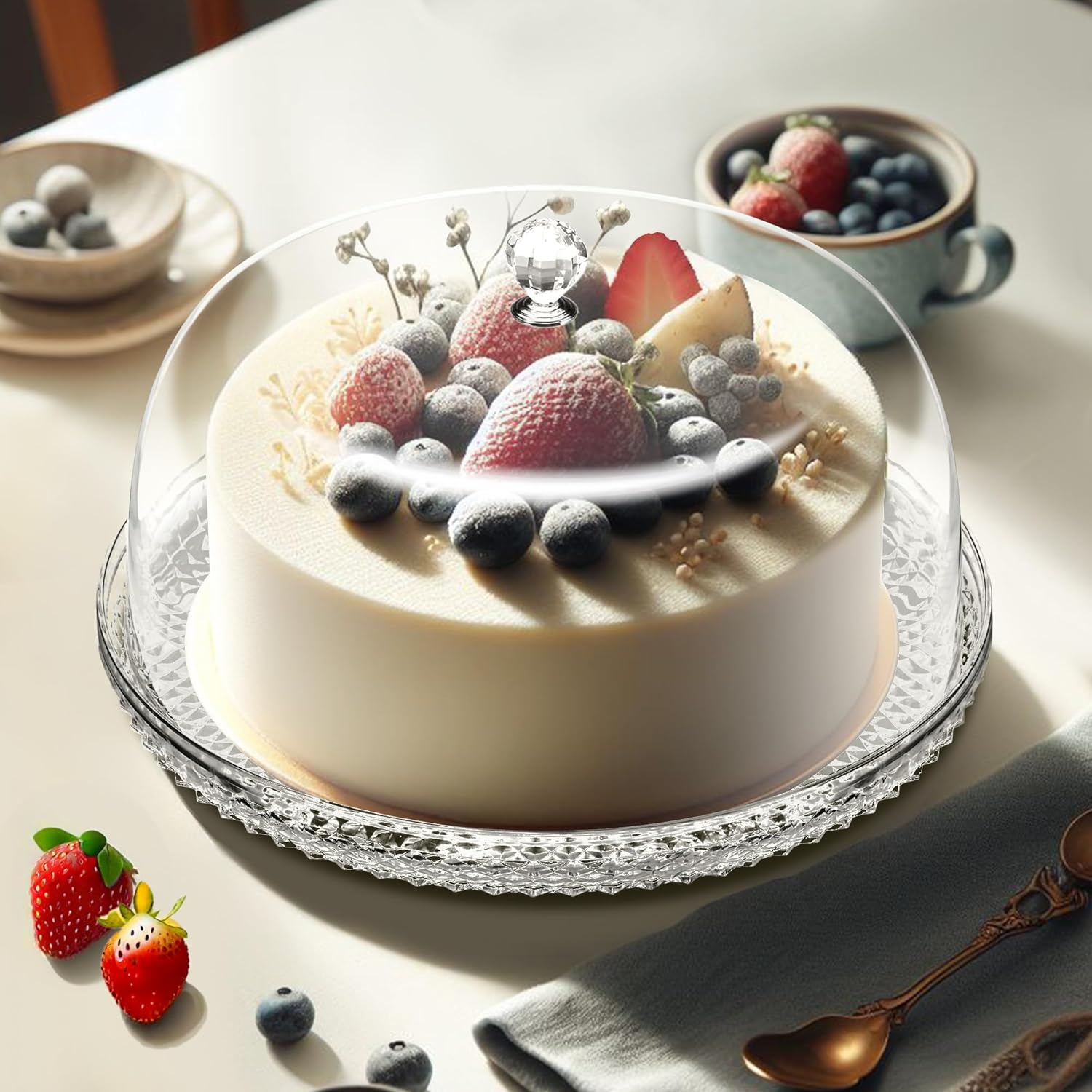 Private Label Amazing Abby - Kate - 12-Inch Acrylic Cake Plate with Dome, Plastic Cake Stand with Cover, Serving Platter with Lid, BPA-Free and Shatter-Proof, Perfect for Display, Party, Entertaining, and More OEM Wholesale Manufacturer