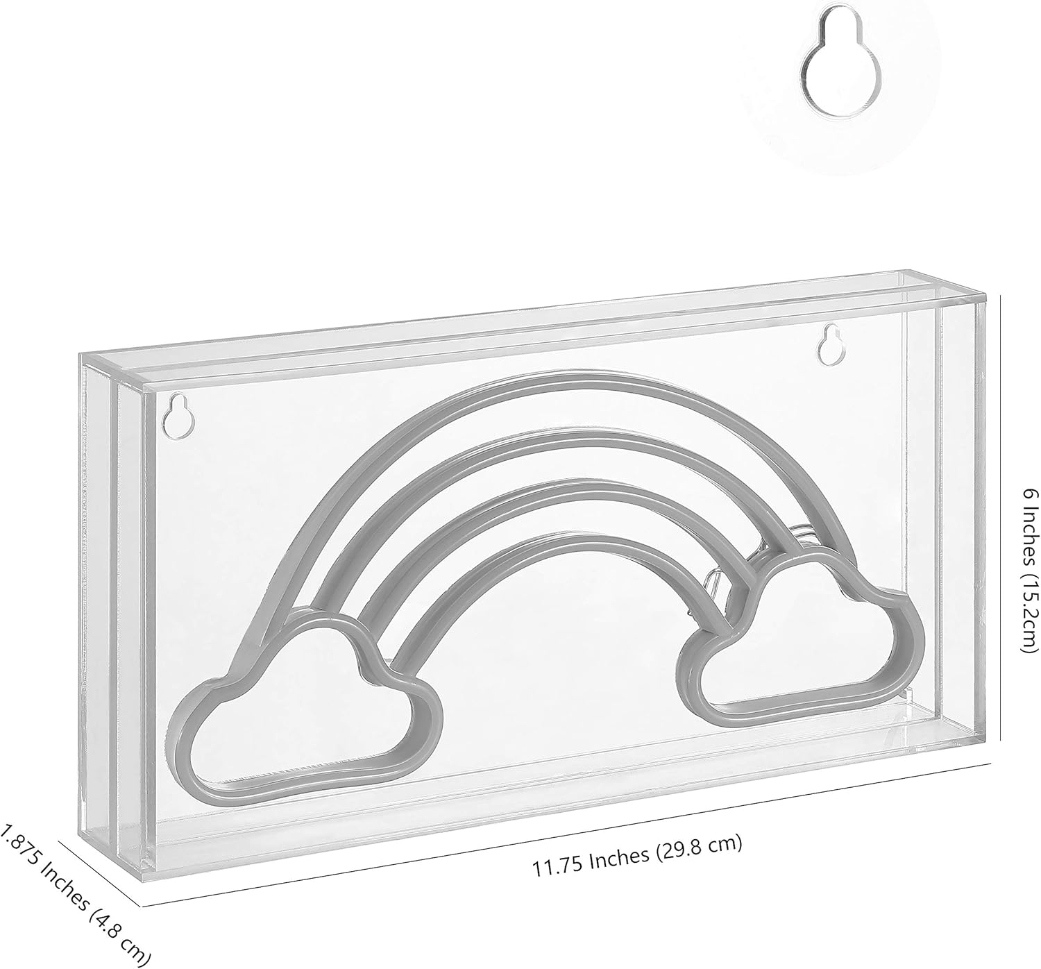 Private Label JONATHAN Y NEN1004A Rainbow 11.75" Contemporary Glam Acrylic Box USB Operated LED Neon Light, Multi-Colored Plug in Wall Light for Bedroom Wall Décor, Kids Bedroom, Party Supplier Ecommerce Ready Product