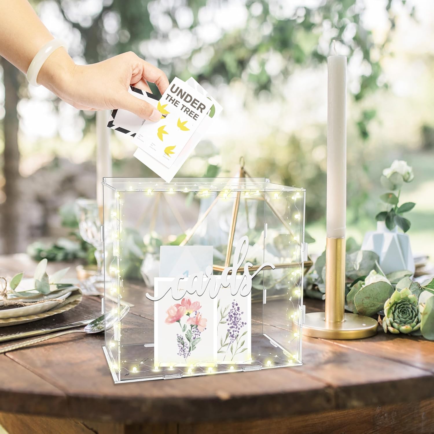 Private Label GENMOUS 10.5" Acrylic Wedding Card Box with Lid, Large Gift Card Box for Wedding Reception, DIY Clear Wedding Envelope Money Card Box for Party,Graduation,Baby Shower,Birthday Decorations,Memory Box Wholesale Manufacturer
