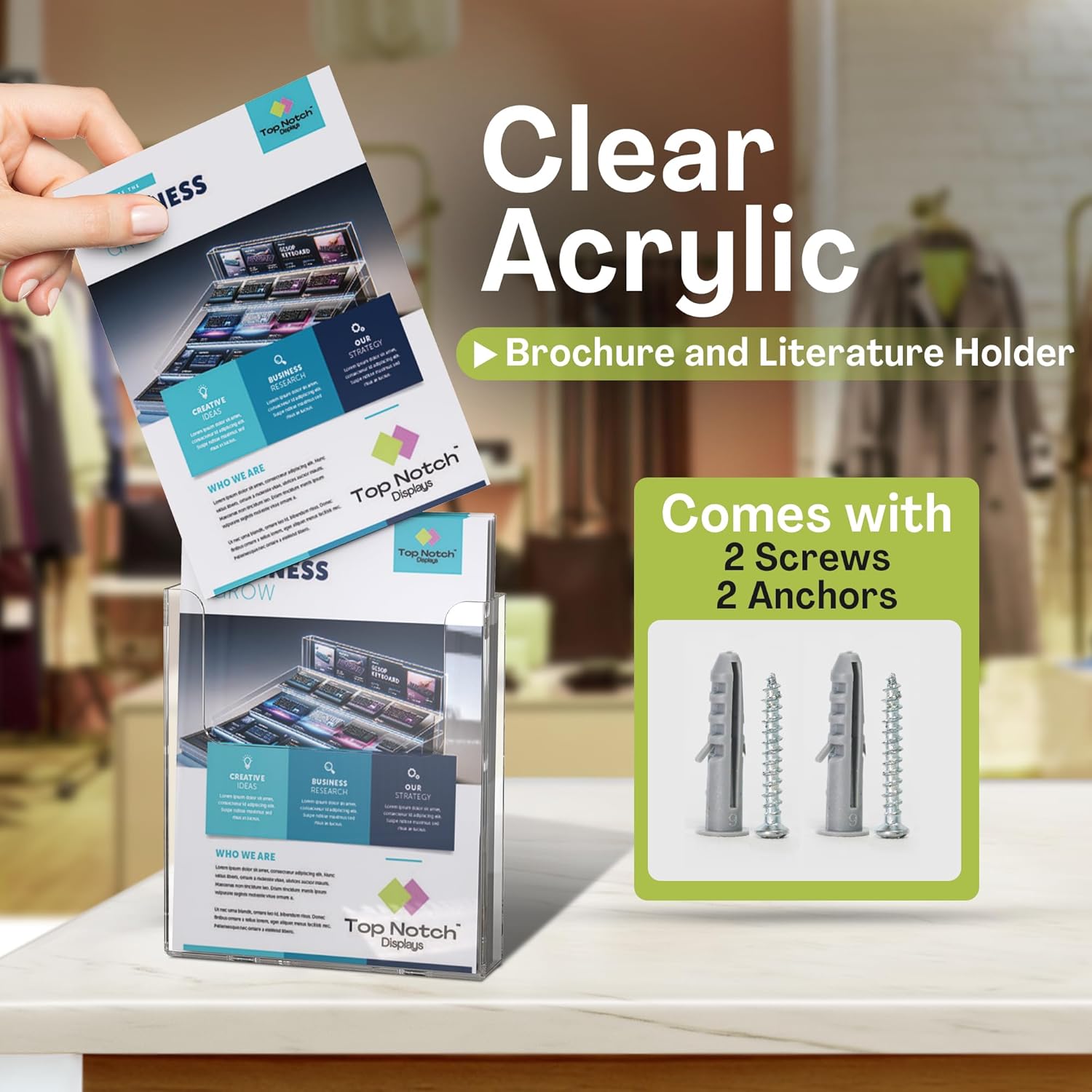 Wholesale Acrylic Brochure Holder for Wall Mounting, Clear Display for 8.5" x 11" Flyers, Literature Holder for Magazines, Pamphlets, Menus, Includes Screws & Plastic Anchors – Pack of 2 China Factory Bulk Supply