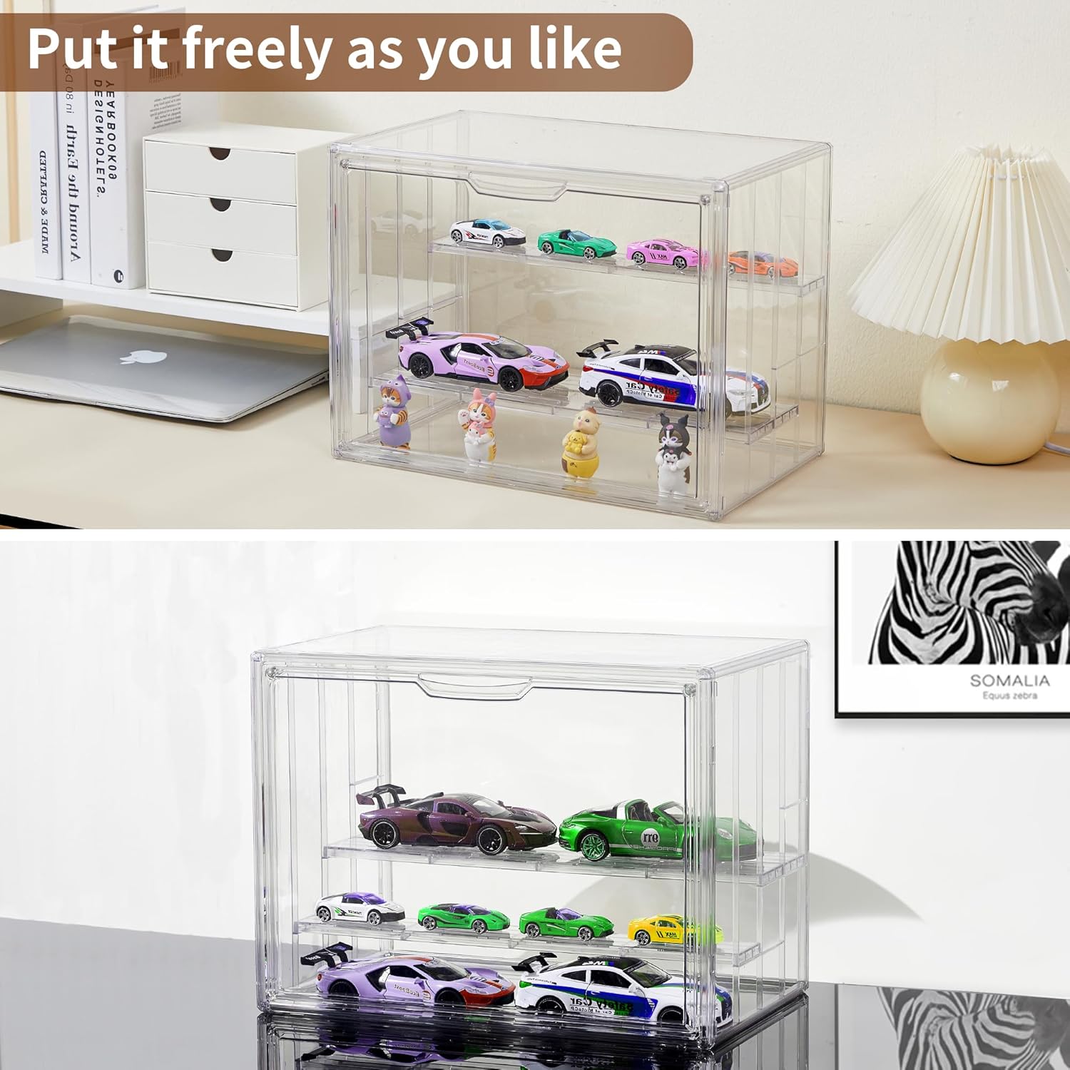 ODM Display Case for Collectibles 4 Layer Updated Adjustable Acrylic Display Case with Magnetic Door Clear Stackable Display Box Hobby Display Cases for Figures, 1 Pack Custom Logo Service