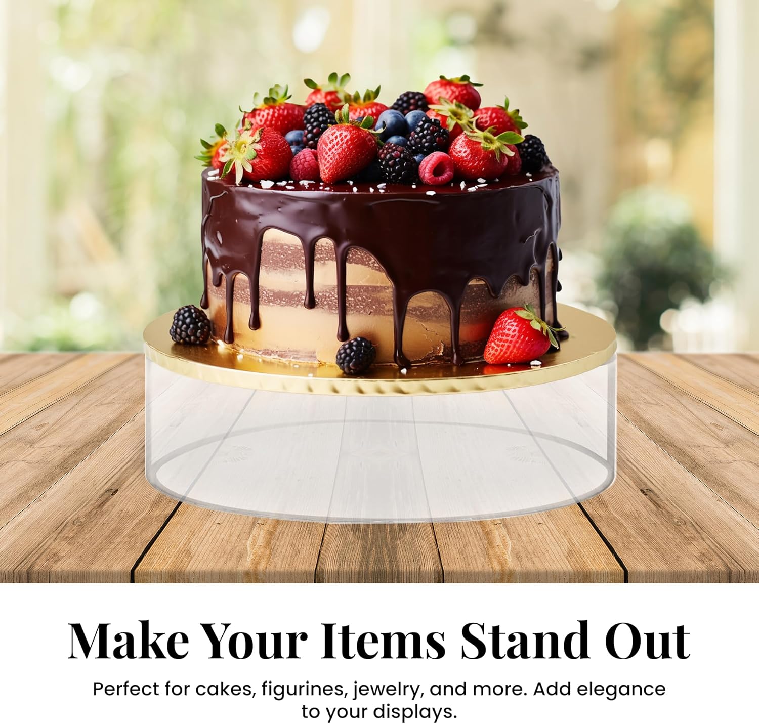 Private Label Acrylic Riser Stand - 3" H x 10" D Round Cylinder Shape, Display Stands for Cake, Figurines, Jewelry, and Crafts. Tabletop Acrylic Stand for Art and Décor, Centerpieces, and More OEM Wholesale Manufacturer