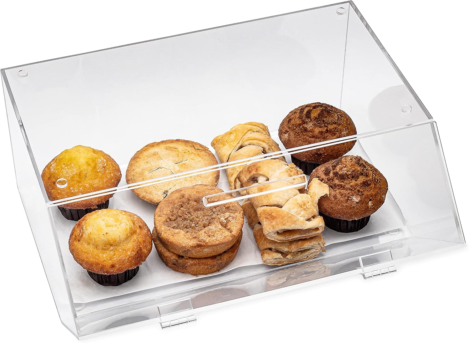 Countertop Bakery Display Case - Acrylic Storage for Pastry and Food, Cookies Dessert Bread Bagels Donuts Cupcakes, Retail, Home, Commercial