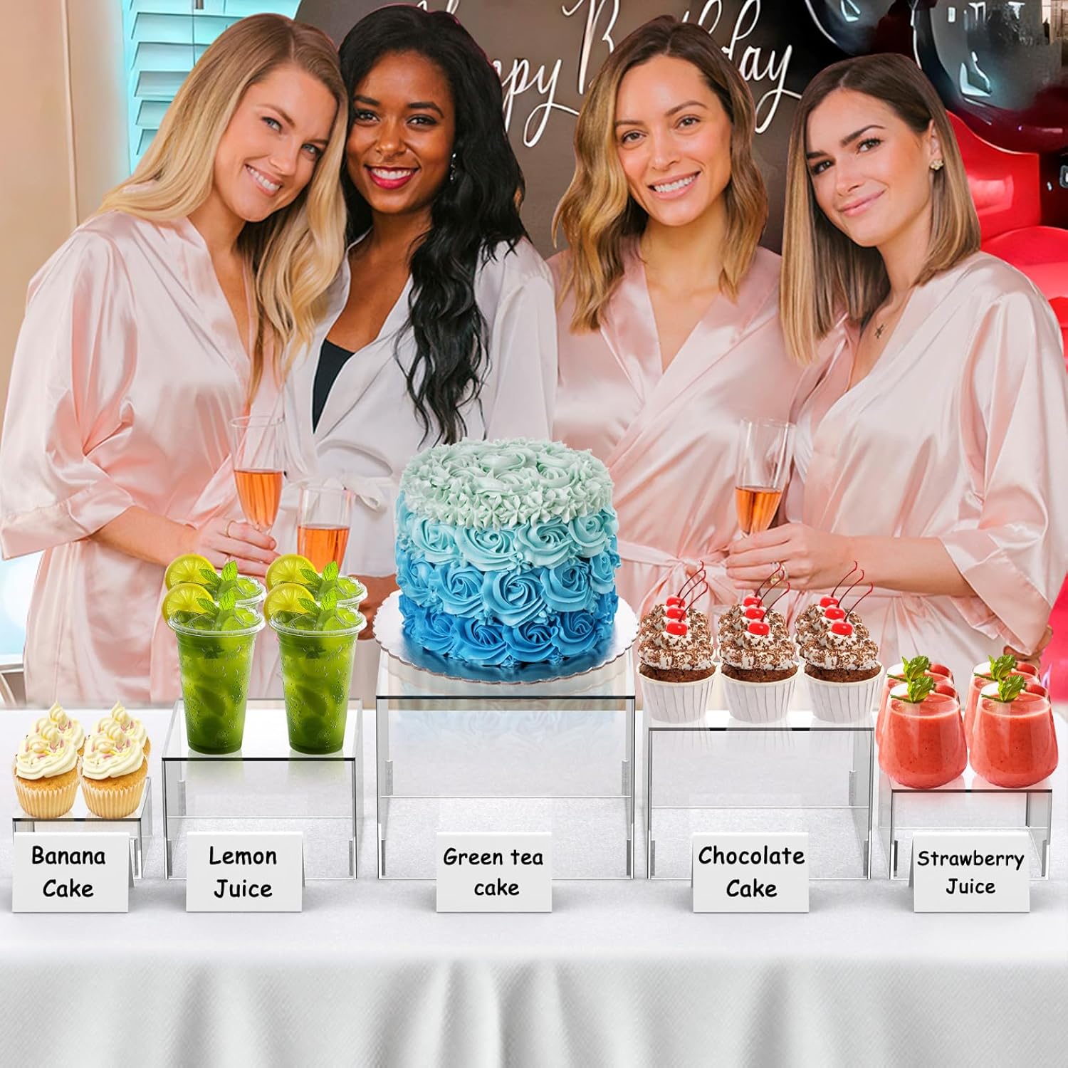 ODM 5 Packs Acrylic Cube Display Stand, Clear Buffet Risers for Food, Dessert, Drinks, 5-sided Acrylic Boxes Stand for Party, Catering, Wedding, Retail Showcase Custom Logo Service