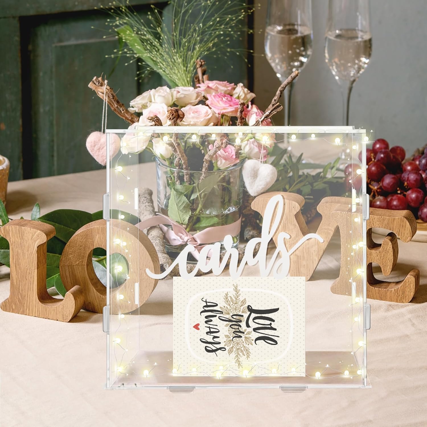 Private Label GENMOUS 10.5" Acrylic Wedding Card Box with Lid, Large Gift Card Box for Wedding Reception, DIY Clear Wedding Envelope Money Card Box for Party,Graduation,Baby Shower,Birthday Decorations,Memory Box Wholesale Manufacturer