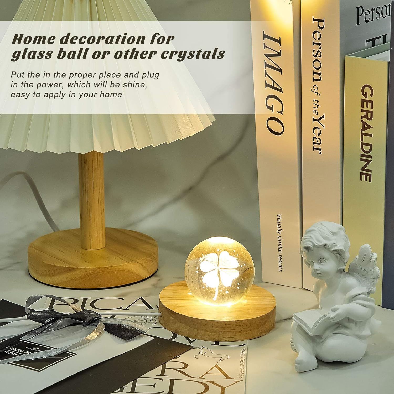 Private Label Honoson 4 Pcs LED Display Base Wooden LED Base Wood Light Display for Crystal Lighted Stand for Glass 3D Glass Resin Art(Round) OEM Wholesale Manufacturer