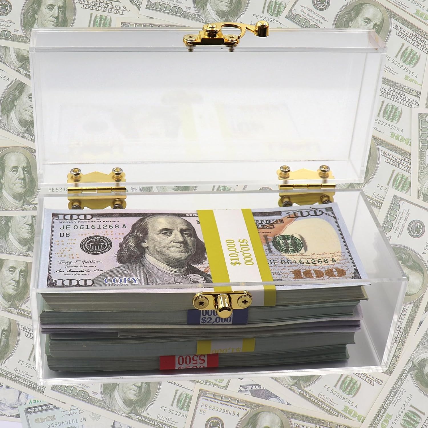 Private Label Clear Acrylic Lockable Cash Box with 30 Currency Wrappers, Acrylic Money Storage Box Holder Organizer for Cash, Single Currency Cash Tray Storage Box Holder Organizer for Money Custom Mold Development
