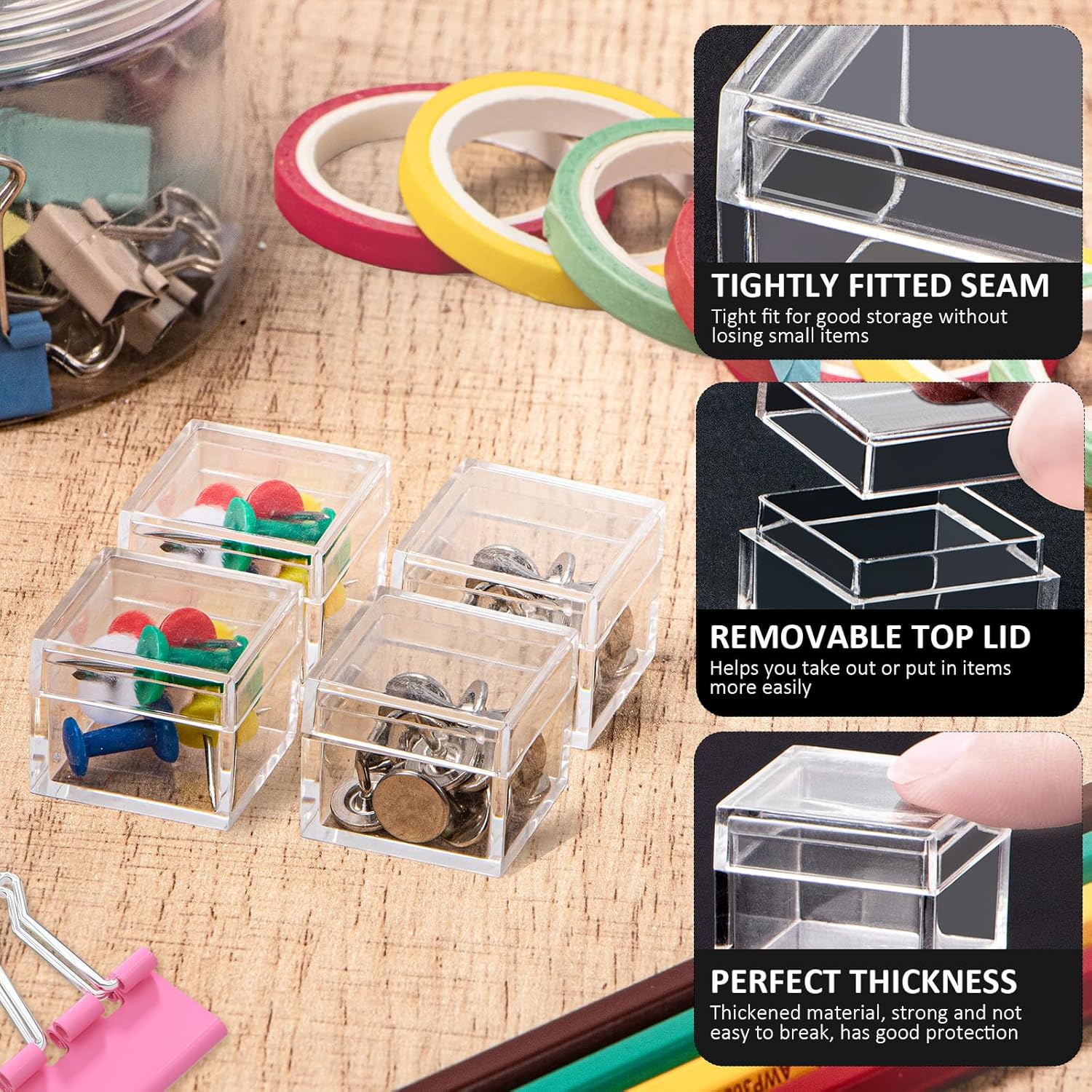 ODM Acrylic Box with Lid, Jewelry Box 50 Pack Small Square Acrylic Container Tiny Plastic Square Cube Containers with Lid Min Storage Box 1x1x0.8 Inch/25X25X20mm for Candy Pill and Tiny Jewelry Custom Logo Service