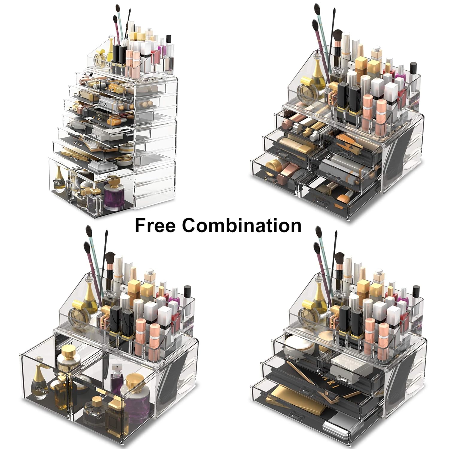 Private Label Readaeer Makeup Cosmetic Organizer Storage Drawers Display Boxes Case with 12 Drawers(Clear) Custom Logo Service