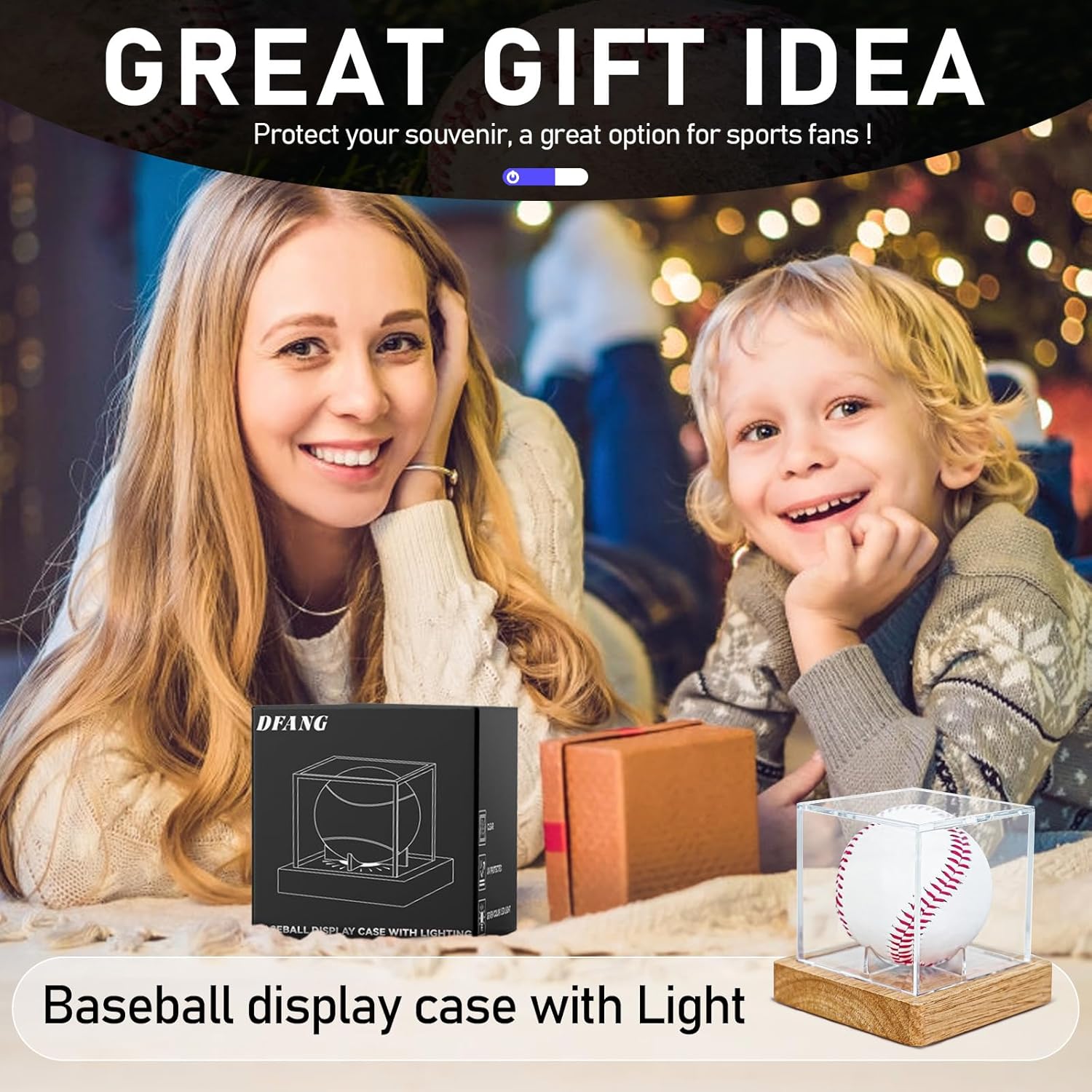 Private Label Baseball Display Case with LED Light, Wooden Base Baseball Case Display for Balls, UV Protected Acrylic Boxes for Display, Autographed/Memorabilia Signed Baseball Clear Display Case Cube (1PCS) Ecommerce Ready Product