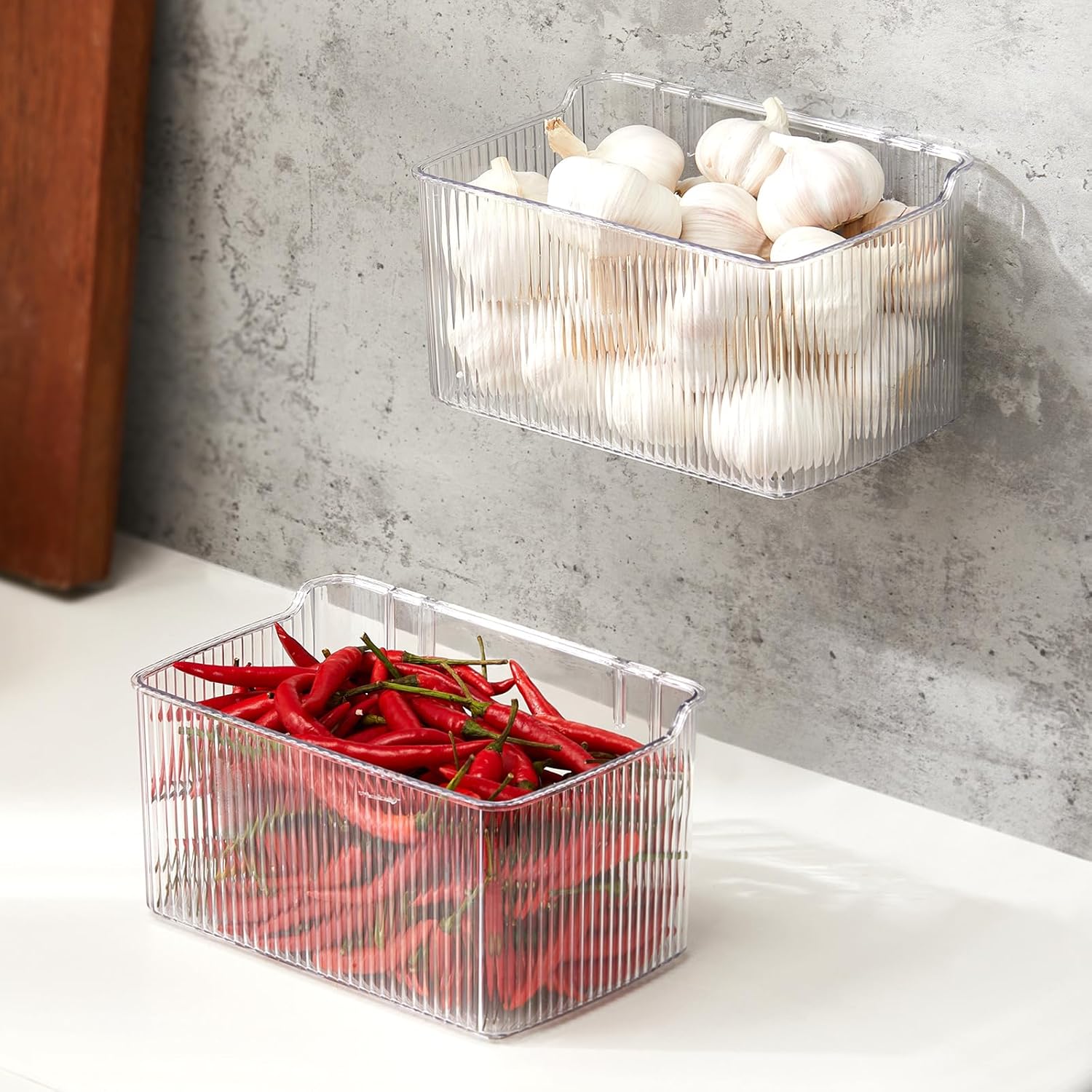 Private Label 2 Pack Adhesive Spice Rack Wall Mount, 8.1" x 4.5" x 4.3", Cabinet Door Organizer Clear Acrylic Shelf, No-Drilling Small Hanging Basket for Kitchen Pantry, Shower Caddy for Bathroom Dropshipping Friendly