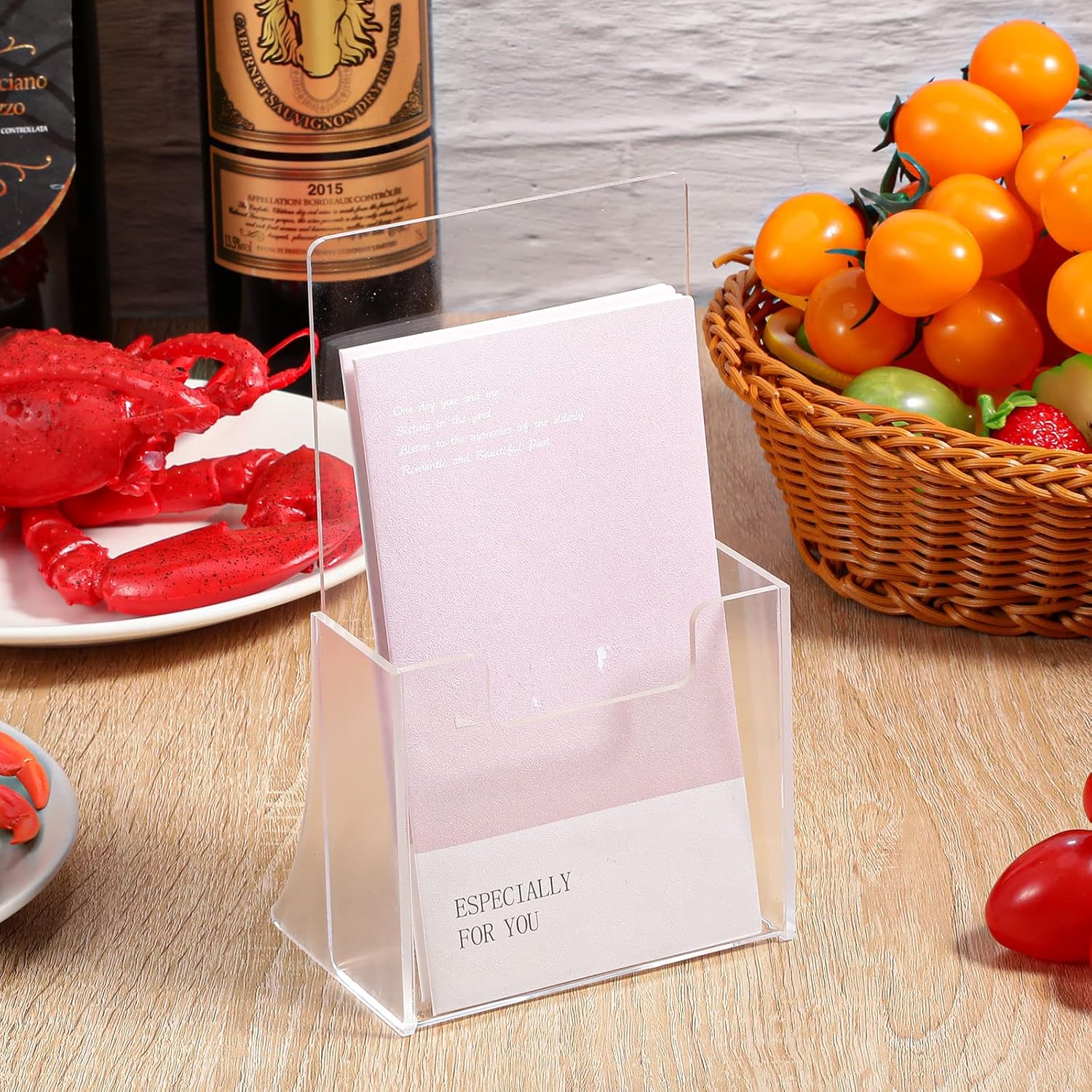 Wholesale 10 Pieces Acrylic Brochure Holder 8.2'' x 5.5'' Clear Acrylic Literature Holder Plastic Flyer Display Stand or Vendors, Brochure, Magazine, Pamphlet, Booklets, Menu China Factory Bulk Supply