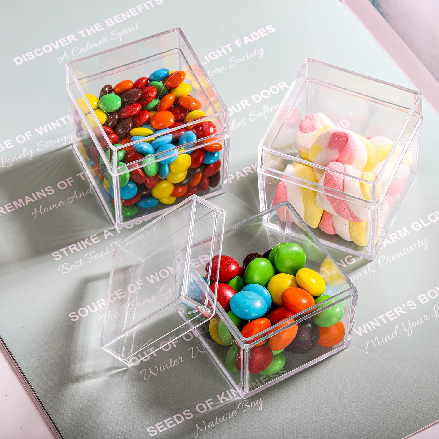 ODM Okllen 36 Pack Acrylic Square Cube, Small Clear Box with Lids, Treat Gift Boxes Candy Storage Container for Cosmetics, Makeup, Jewelry, Party Favor, 2x2x2 Inches Custom Logo Service