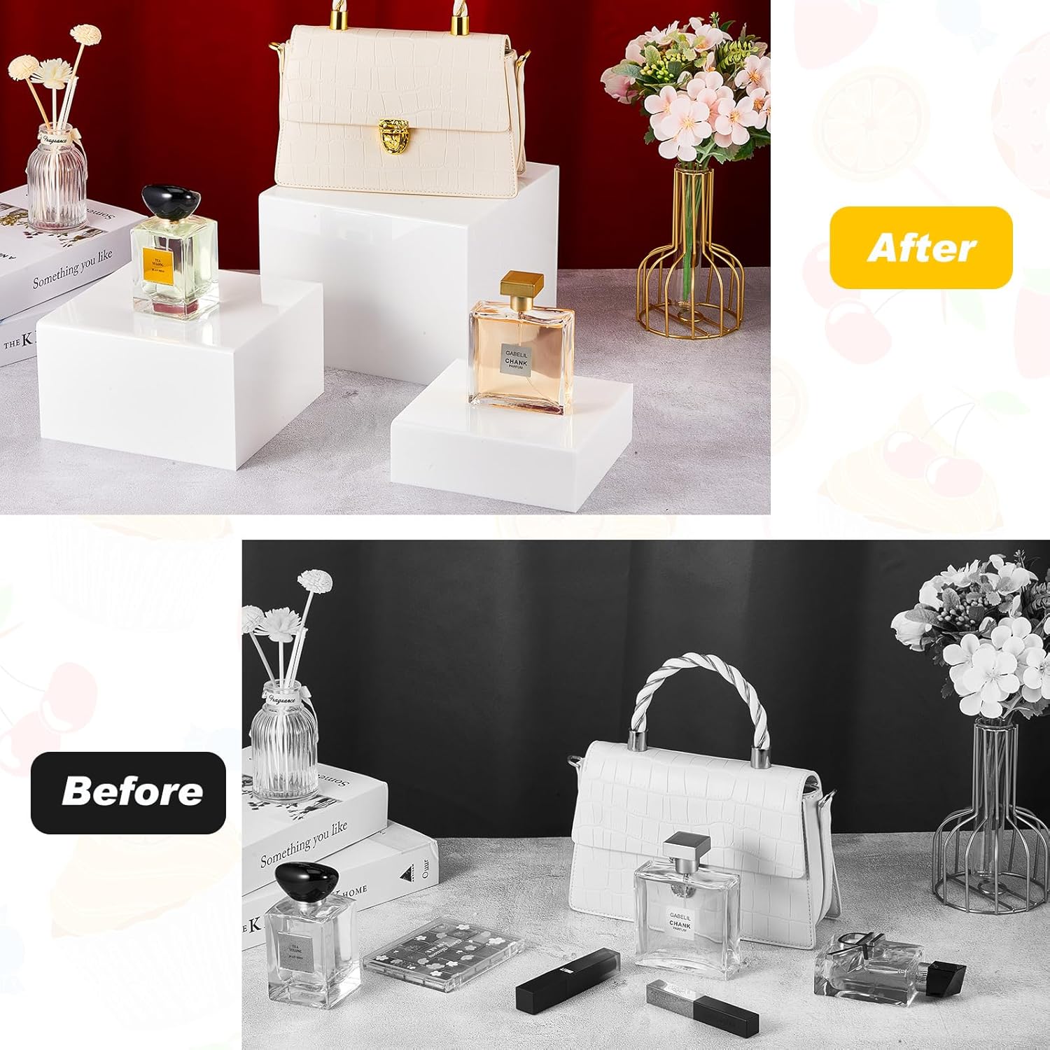 ODM Jerify 3 Pcs White Buffet Risers, Food Risers for Buffet Table Display Stand Boxes 8" 9" 10" Acrylic Cube Display Nesting Shelf with Hollow Bottoms for Catering Dessert Jewelry Figures Show(White) Custom Logo Service