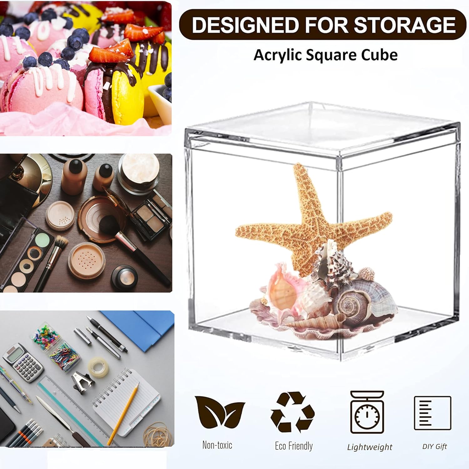 Private Label KissYou Acrylic Box With Lid 4 Pieces Small Clear Square Cube Jewelry Storage Box Wedding Party Gift Candy Boxes Custom Logo Service
