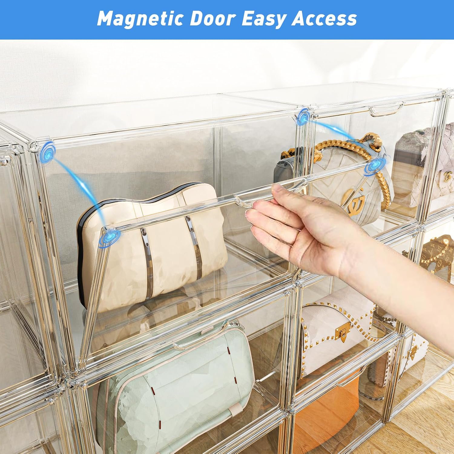 Wholesale OEM ODM KSacry 3PCS Acrylic Display Case, Display Cases for Collectibles, Purse Storage Organizer, Clear Acrylic Display Boxes with Lid for Handbags, Shoes, Collectibles, Cosmetic and Toys Factory & Supplier