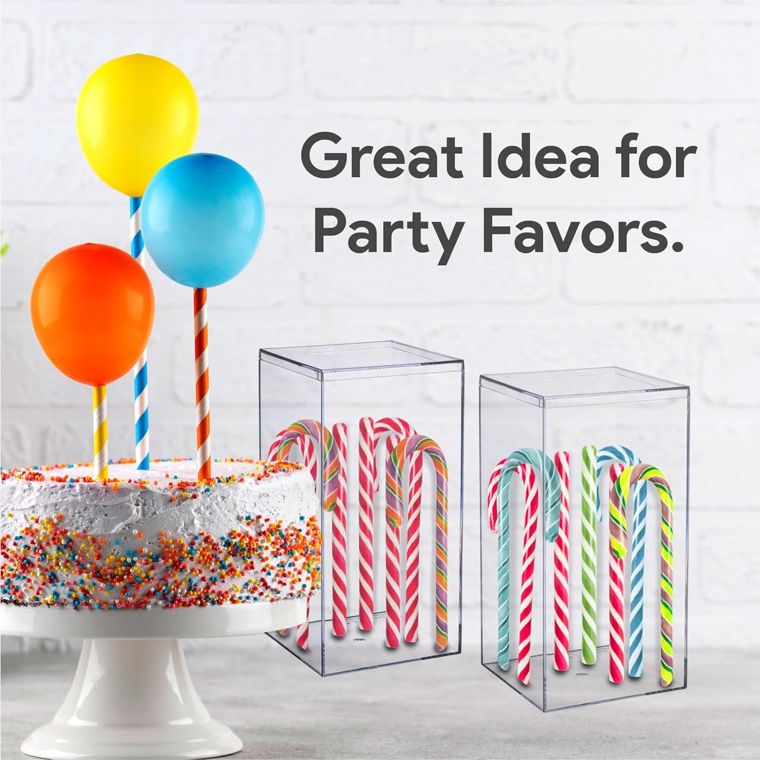 ODM Hammont Rectangle Acrylic Box - Shelf Organizer Bins - Clear Storage Containers - Candy Party Favors | Bathroom Storage | Makeup Cosmetic Organization | Tall: 4"x4"x8" (3 Pack) Custom Mold Development