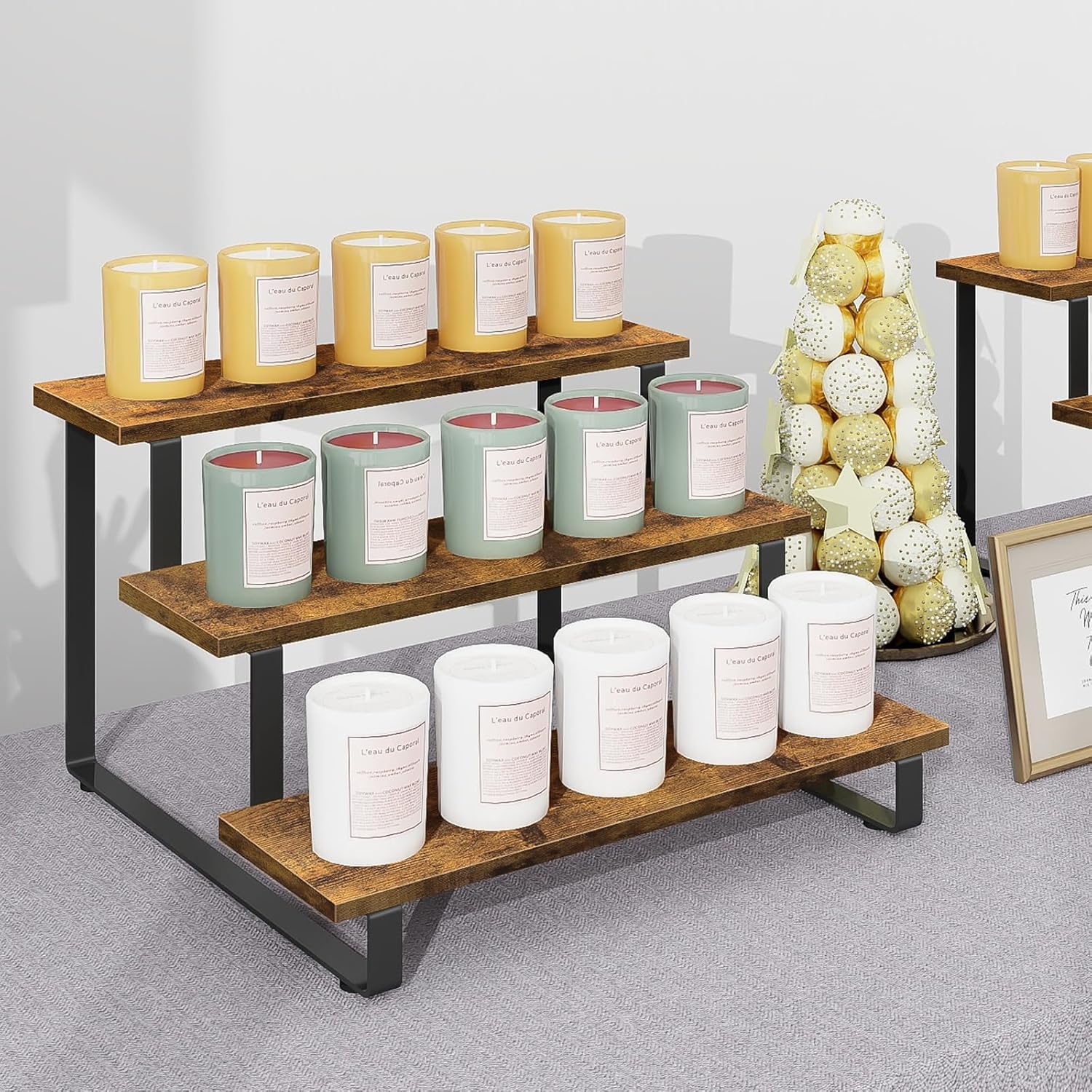 Wholesale OEM ODM ELITEROO 3 Tier Wooden Display Rack, Portable Products Display Stand, 3 Step Straight Display Shelves for Retail Table Top, Counter Top, Craft Shows, Farmers Market, Tradeshows, Vendors Factory & Supplier
