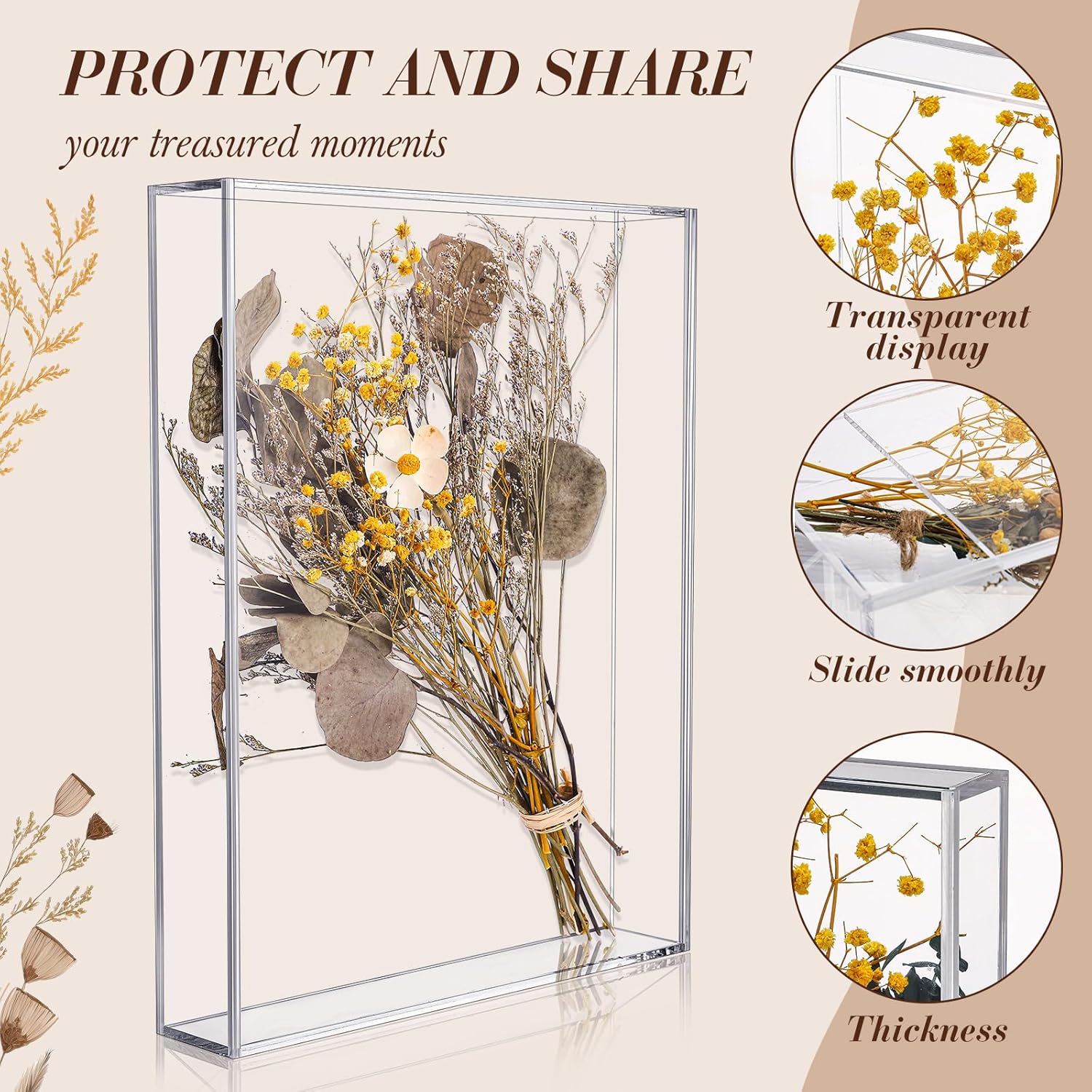 Wholesale OEM ODM Barydat 2 Pcs Acrylic Shadow Boxes Display Cases, Shadow Box DIY Frame Clear Acrylic Display Cases Wedding Memory Dried Flower Container Picture Photo Frame for Valentine Day Wedding(11 x 14'') Factory & Supplier