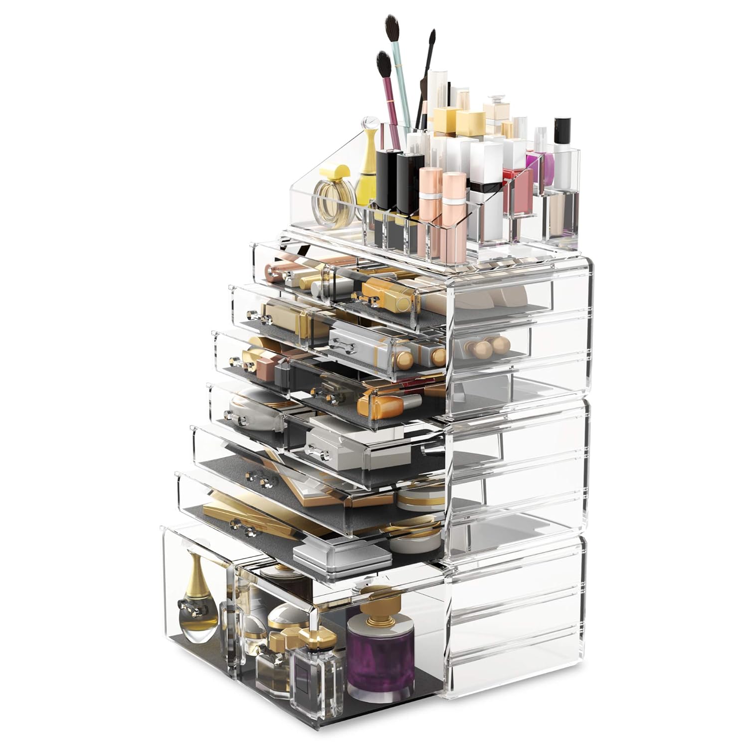 Private Label Readaeer Makeup Cosmetic Organizer Storage Drawers Display Boxes Case with 12 Drawers(Clear) Custom Logo Service
