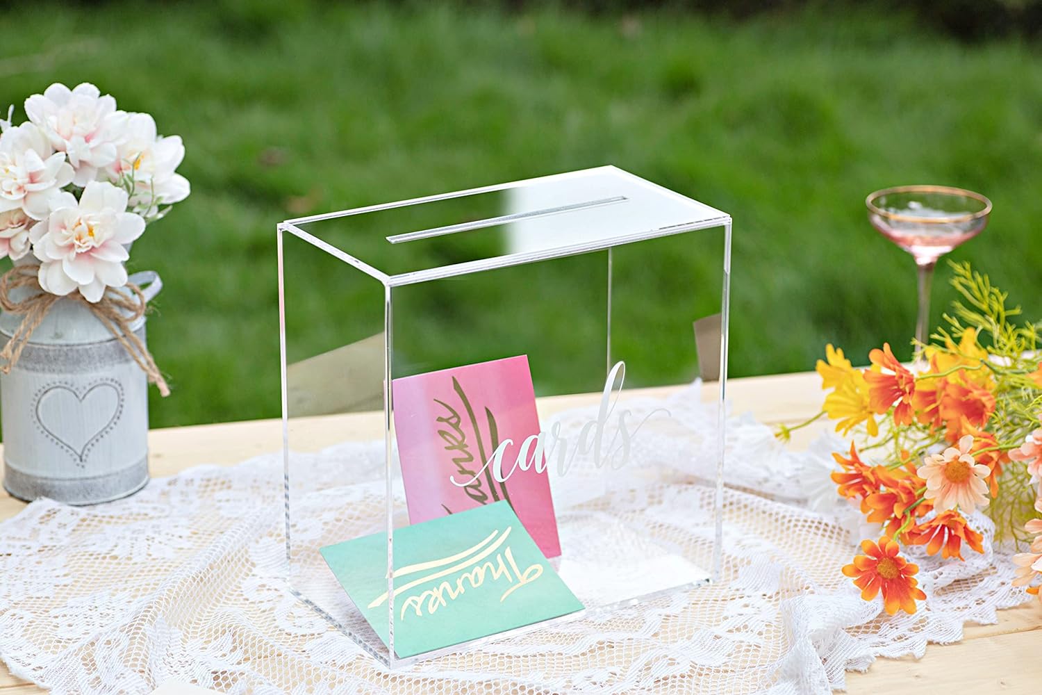 ODM UNIQOOO Clear Acrylic Card Box w/Slot, Thick DIY Wedding Box Blank White Print, Large 10x10x5.5 in, for Reception Decoration Fundraiser Money Box Election Ballot Graduation Keepsake Party Favor Custom Mold Development