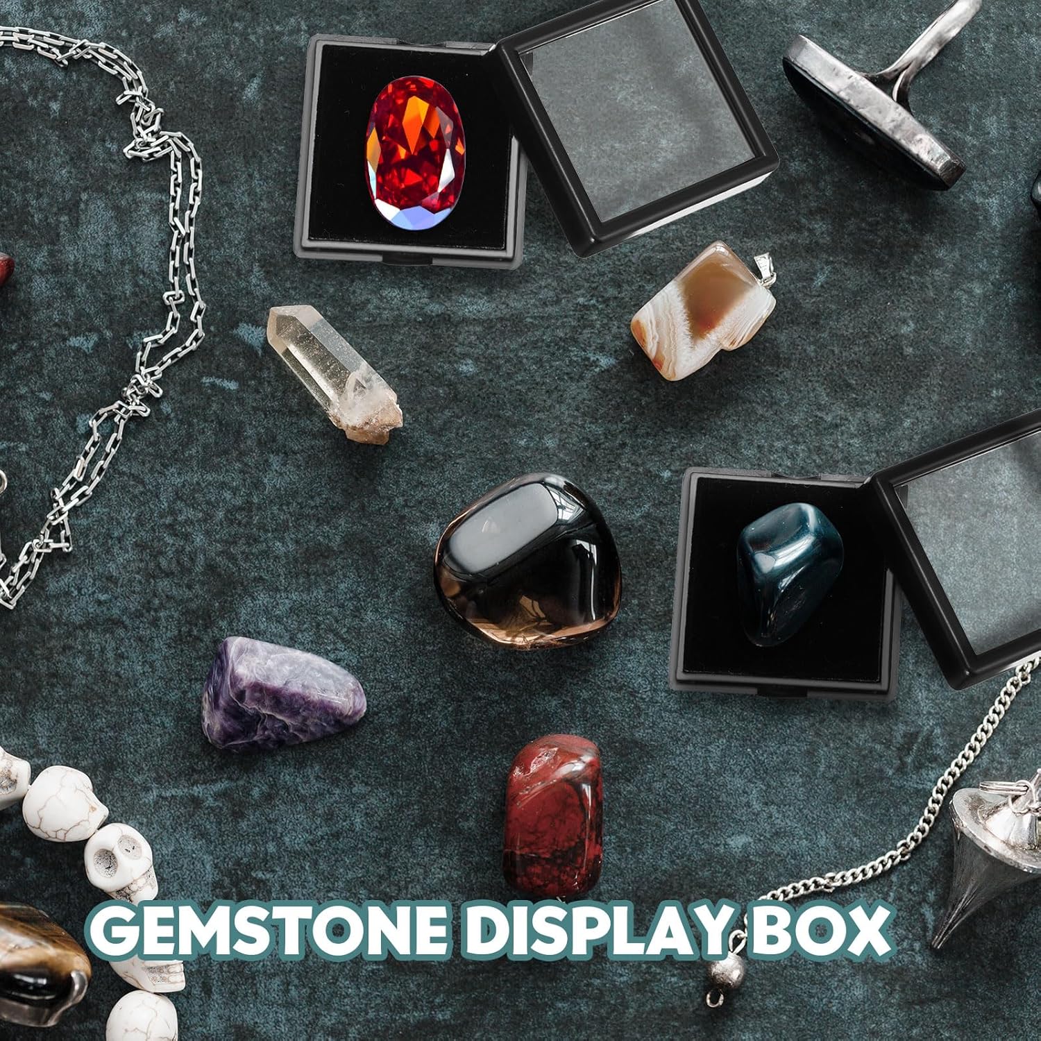 ODM Kigley 30 Pcs Gemstone Display Box Jewelry Box Container with Clear Top Lids Bulk 1.57'' x 0.6'' for Gems Diamond Coins Gift Packing Ring Home Shop (Black) Custom Mold Development