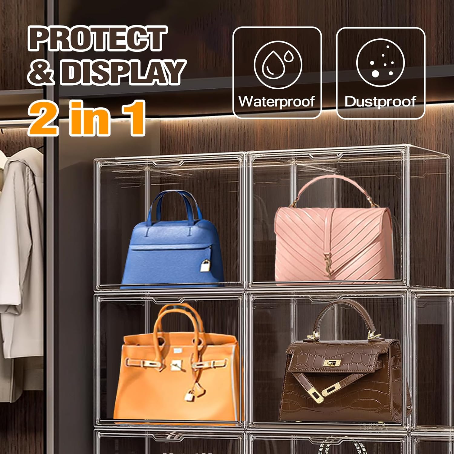 Wholesale OEM ODM 4Pack Clear Shoe Box Organizer, Acrylic Display Cases for Book Cosmetic Figures Collectibles Showcase, X-Large Bag Stackable Plastic Storage Bins with Magnetic Lid Factory & Supplier