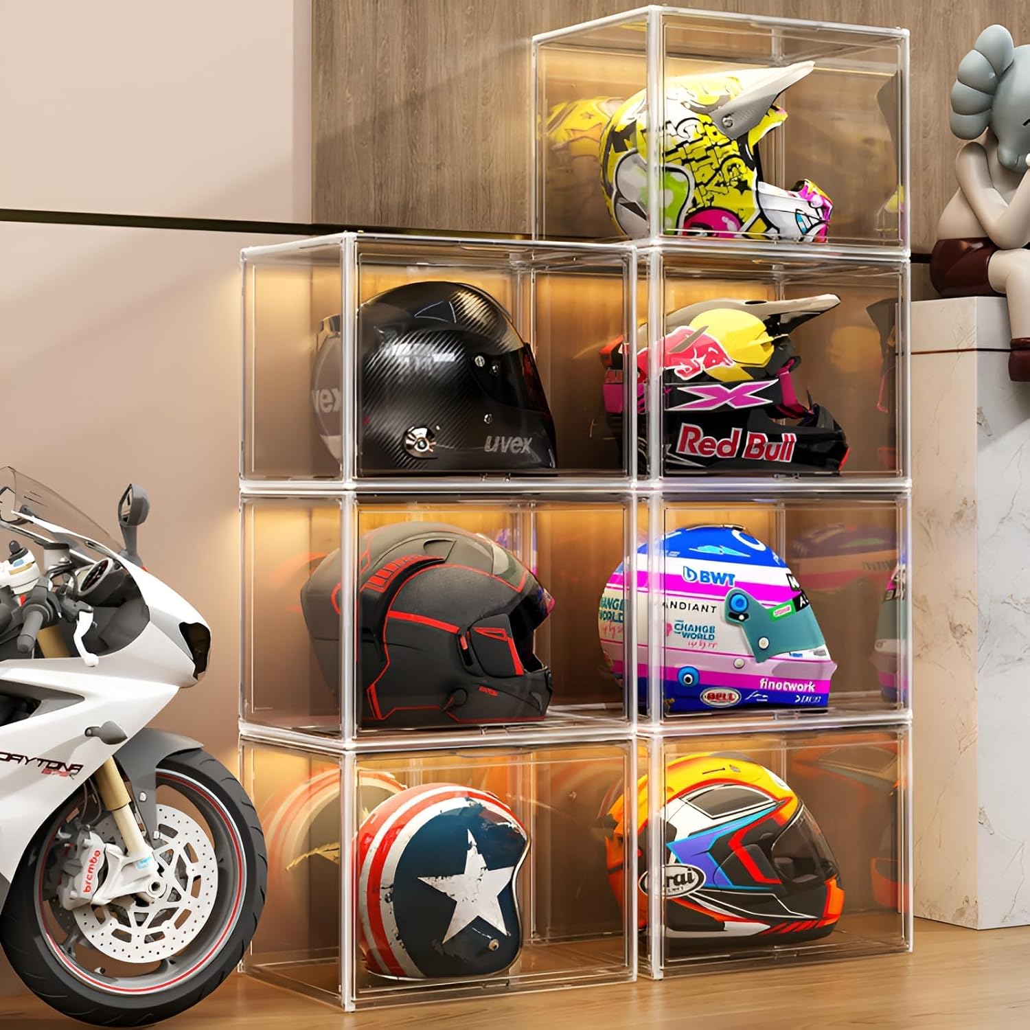 Wholesale OEM ODM Clear Stackable Plastic Storage Bins with Lid, Dustproof Display Cases, Extra Large Figures Collectibles Showcase, Boot & Shoe Boxes, Helmet Protection Organizer (Transparent, XL-1 Pack) Factory & Supplier