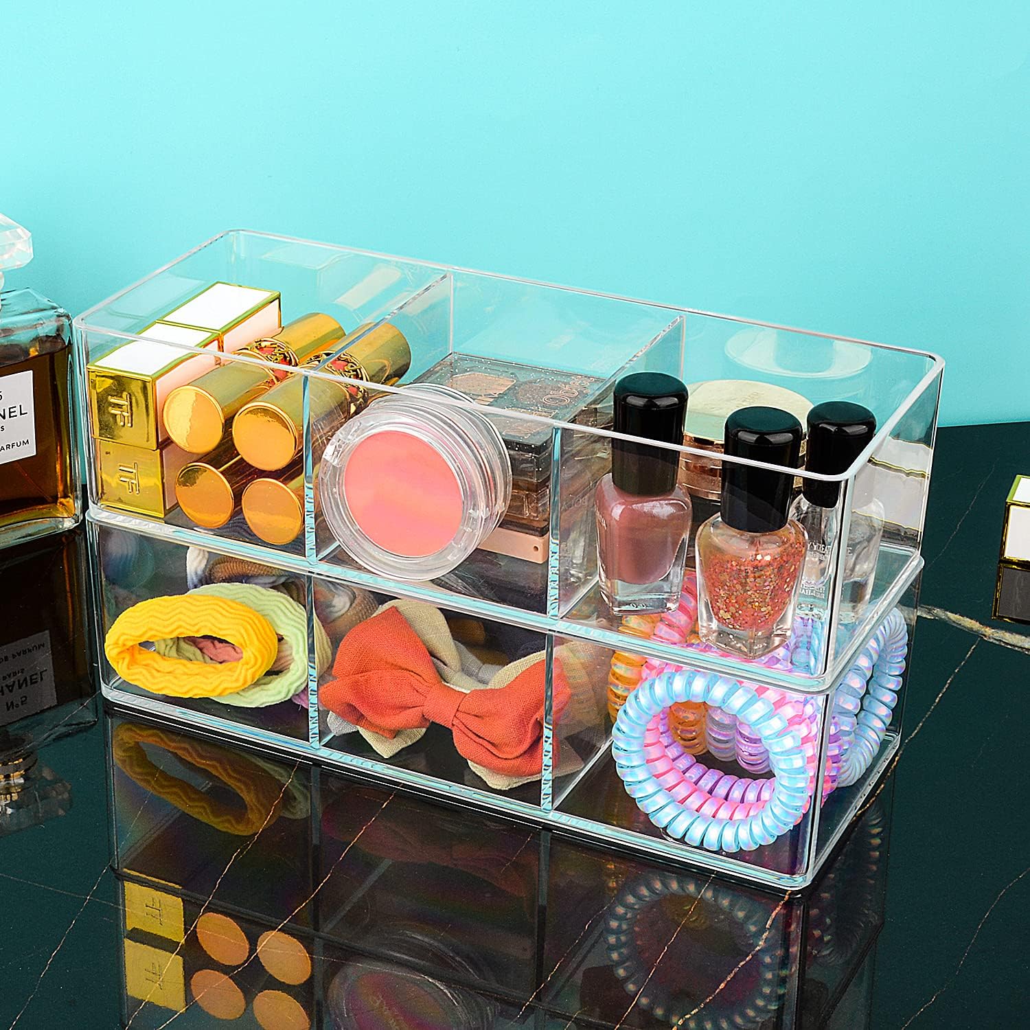 Private Label JessLab Acrylic Makeup Organizers, 3-Section Bathroom Organizer for Drawer, Cosmetic Display Cases for Vanity, Countertop, Desk, Kitchen, and Cabinet Storage Factory Direct Price