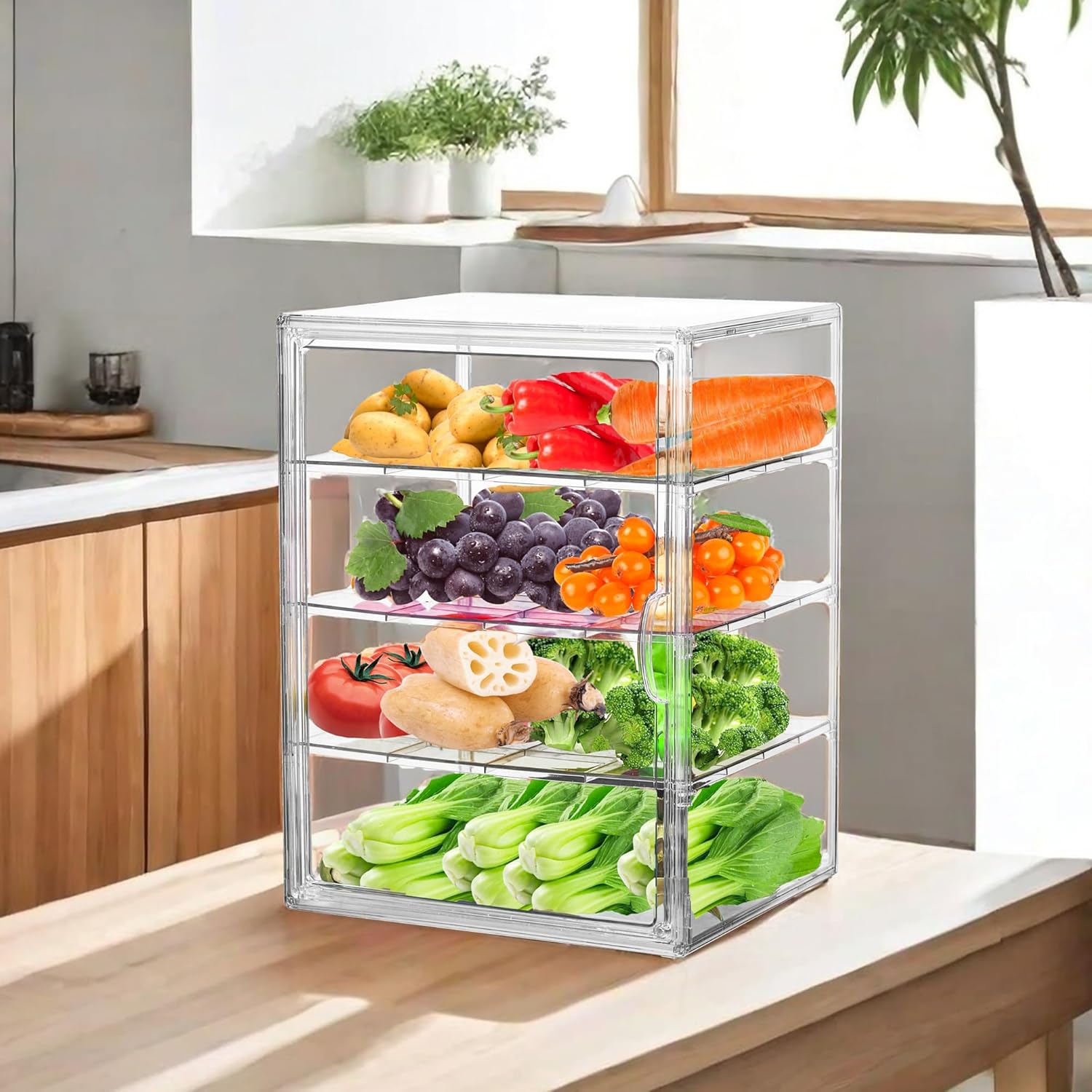 Wholesale OEM ODM Bread Box for Kitchen Countertop Pastry Display Case 4 Layers Adjustable Clear Bread Storage Container with Magnetic Door Bread Box Bakery Display Case Bread Holder Factory & Supplier
