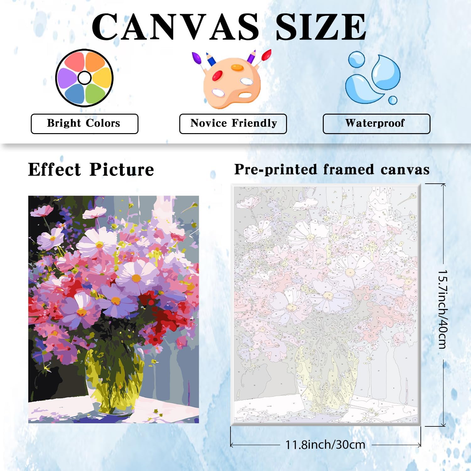 ODM HITIRECOVI Flowers Paint by Number Framed,Paint by Numbers with Frame-with Wooden Easel,DIY Acrylic Painting by Numbers in Colorful Gifts Box for Wall Decor 12x16inch Custom Mold Development
