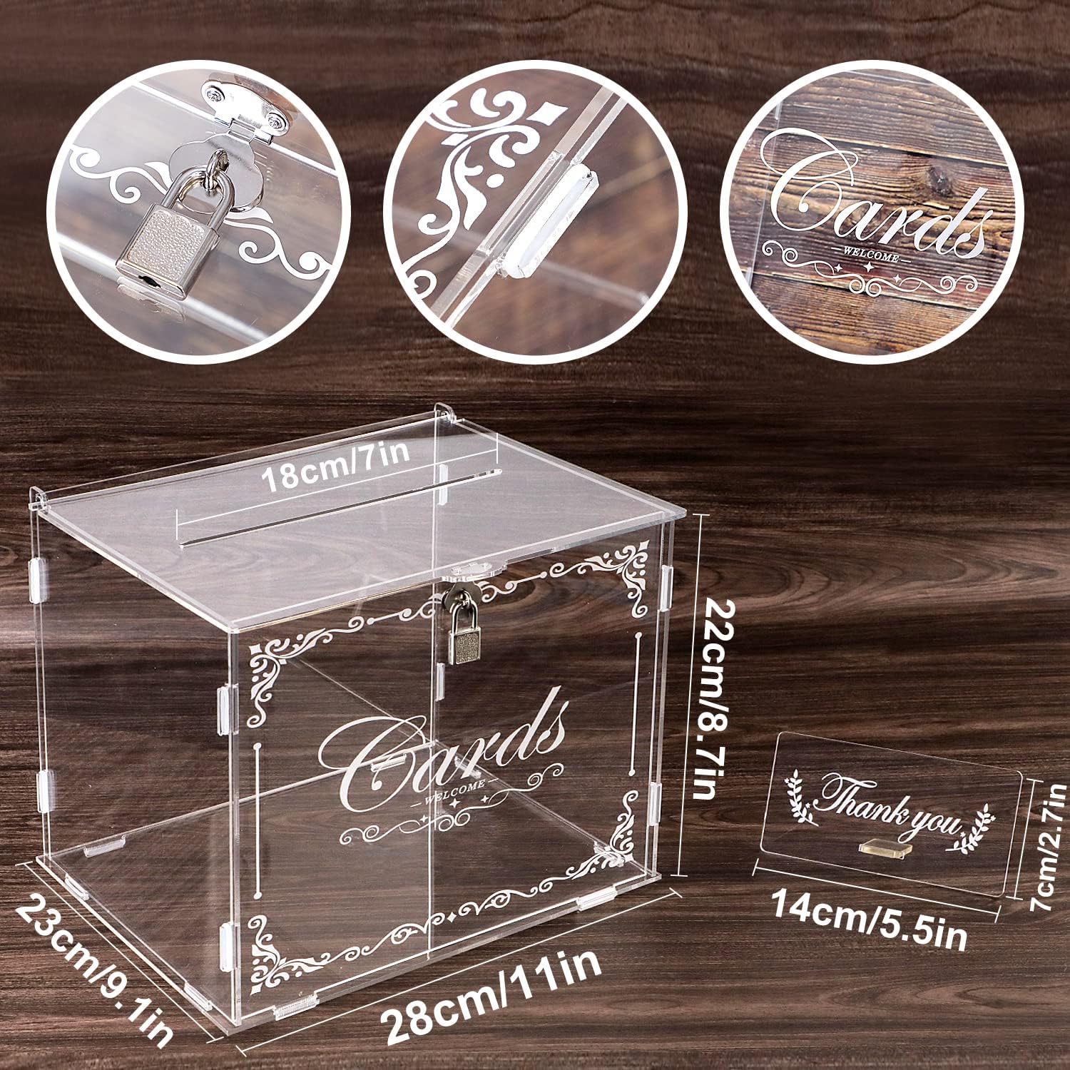 ODM Ywlake Acrylic Wedding Card Box Money Post Gift Box Holder, Clear Card Box Large Letter Envelope Boxes with Lock and Slot for Reception Anniversary Birthday Party Baby Shower Custom Mold Development
