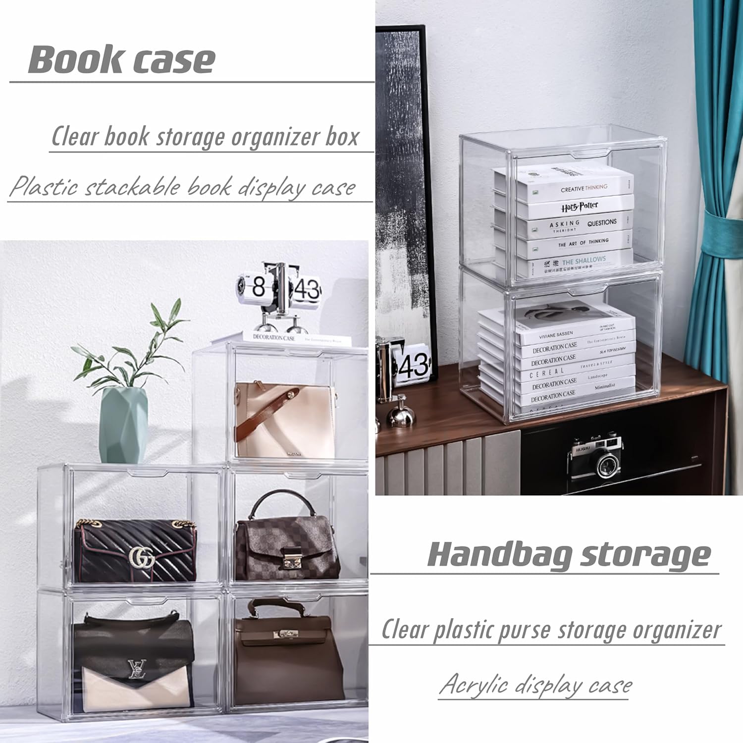 Private Label Clear Acrylic Display Case, Stackable Plastic Storage Bins with Magnetic Attraction Lid, Showcase for Cosmetic, Large Figures Collectibles, X-Large Custom Mold Development