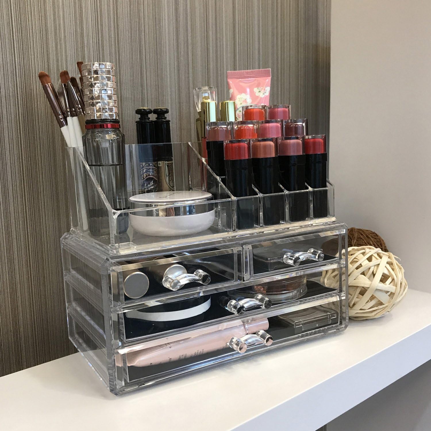 Private Label Ikee Design Acrylic Makeup Organizer with 4 Drawers and Removable Top Lipstick Holders, Ideal for Make-up or Accessories,Enhance Your Vanity or Bathroom with Clear Design for Quick Visibility Factory Direct Price