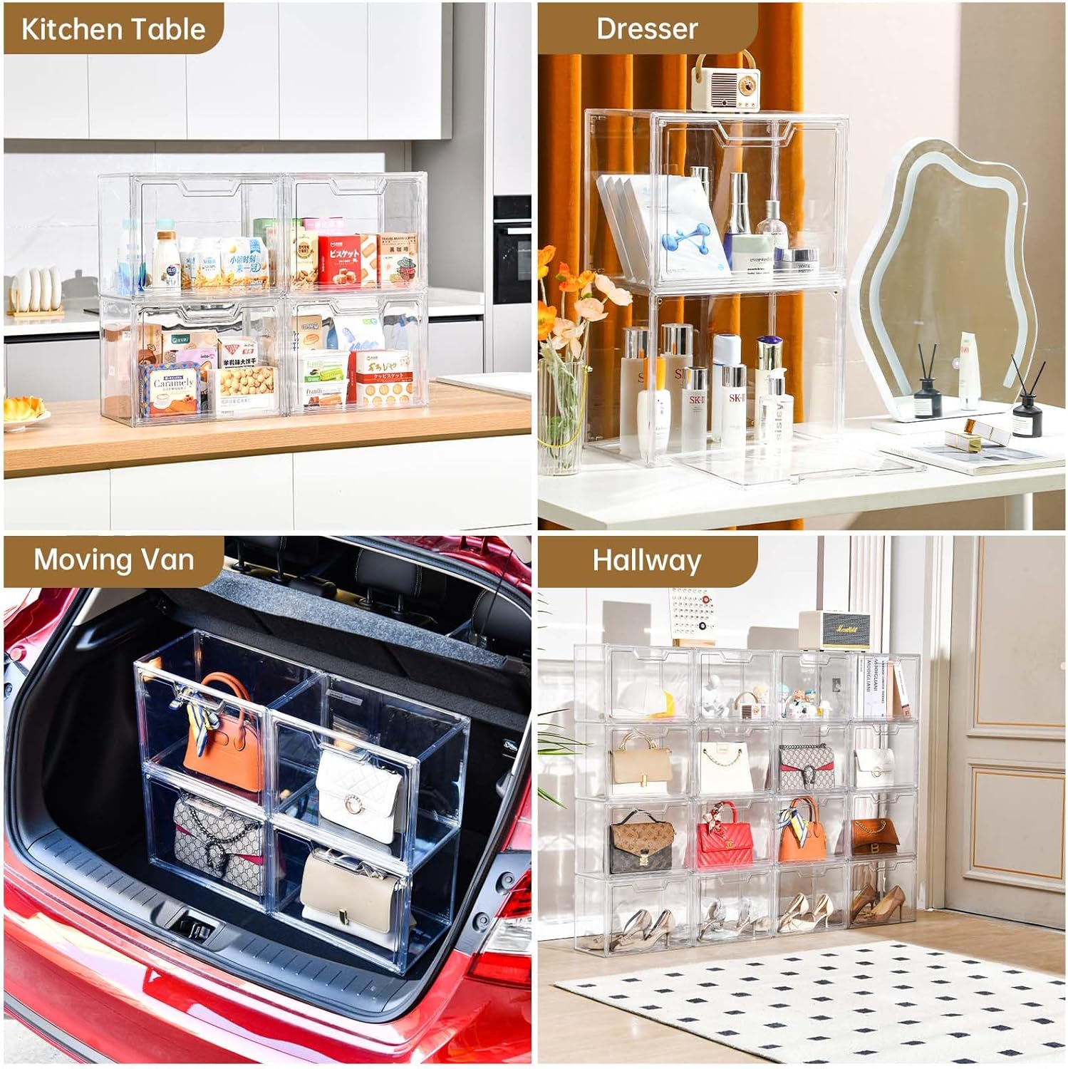 Private Label Stackable Storage Bins,Clear Acrylic Display Case, Acrylic Boxes with Lids, Stackable Storage for Handbags & Purse, Magnetic Lid Storage Bins for Home Organization-1 Pack Custom Mold Development